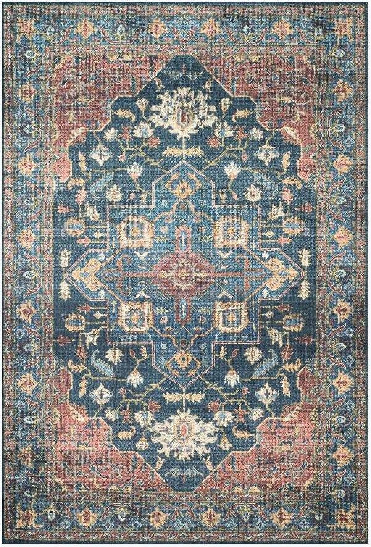 The appearance of Skye Denim/Brick 1'6" x 1'6" Rug designed by Loloi Rugs in the traditional interior design. This denim and brick piece of furniture was selected by 1StopBedrooms from Skye Collection to add a touch of cosiness and style into your home. Sku: SKYESKY-08DEBK160S. Material: Polyester.
