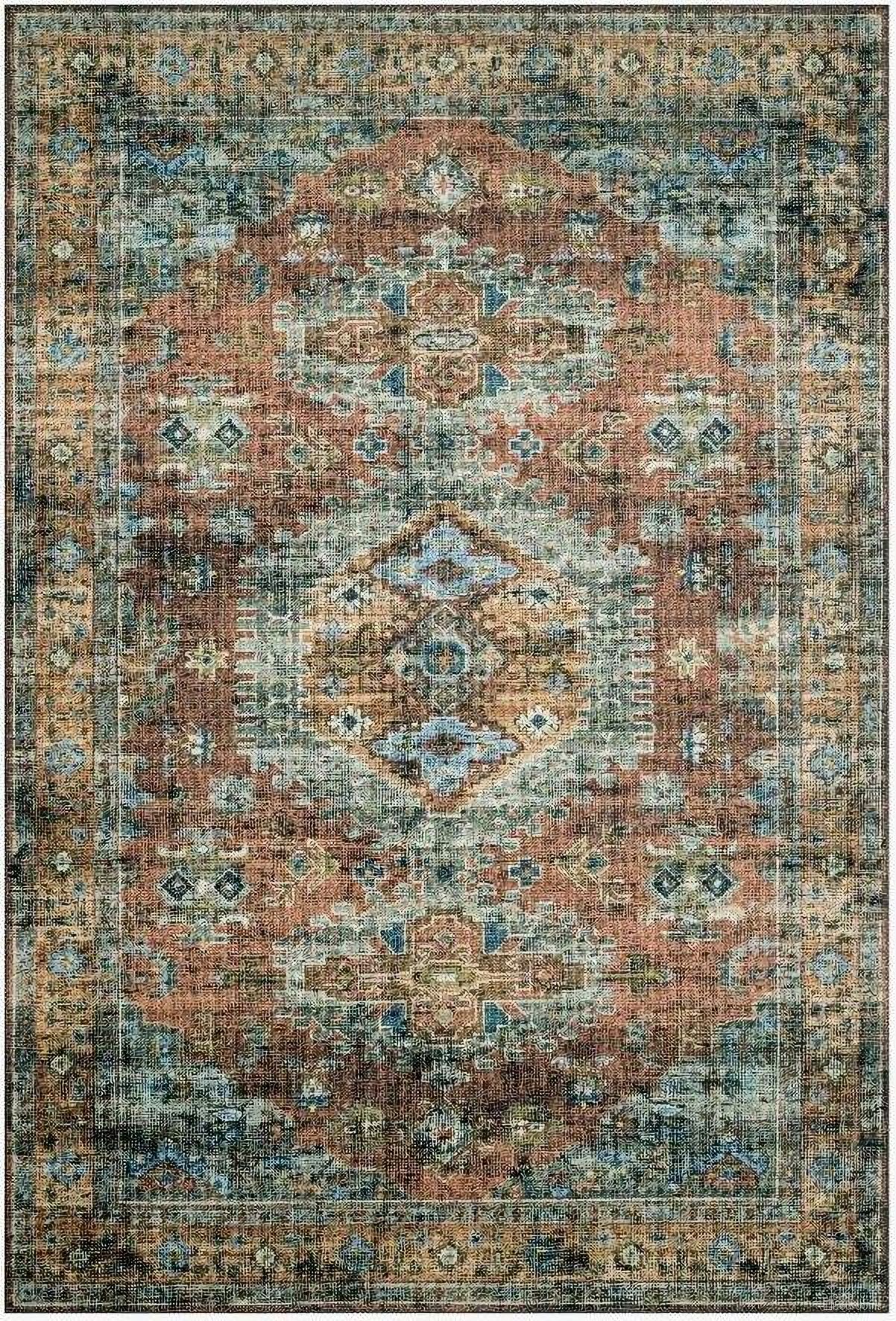 The appearance of Skye Terracotta/Sky 1'6" x 1'6" Rug designed by Loloi Rugs in the traditional interior design. This terracotta and sky piece of furniture was selected by 1StopBedrooms from Skye Collection to add a touch of cosiness and style into your home. Sku: SKYESKY-07TCSC160S. Material: Polyester.