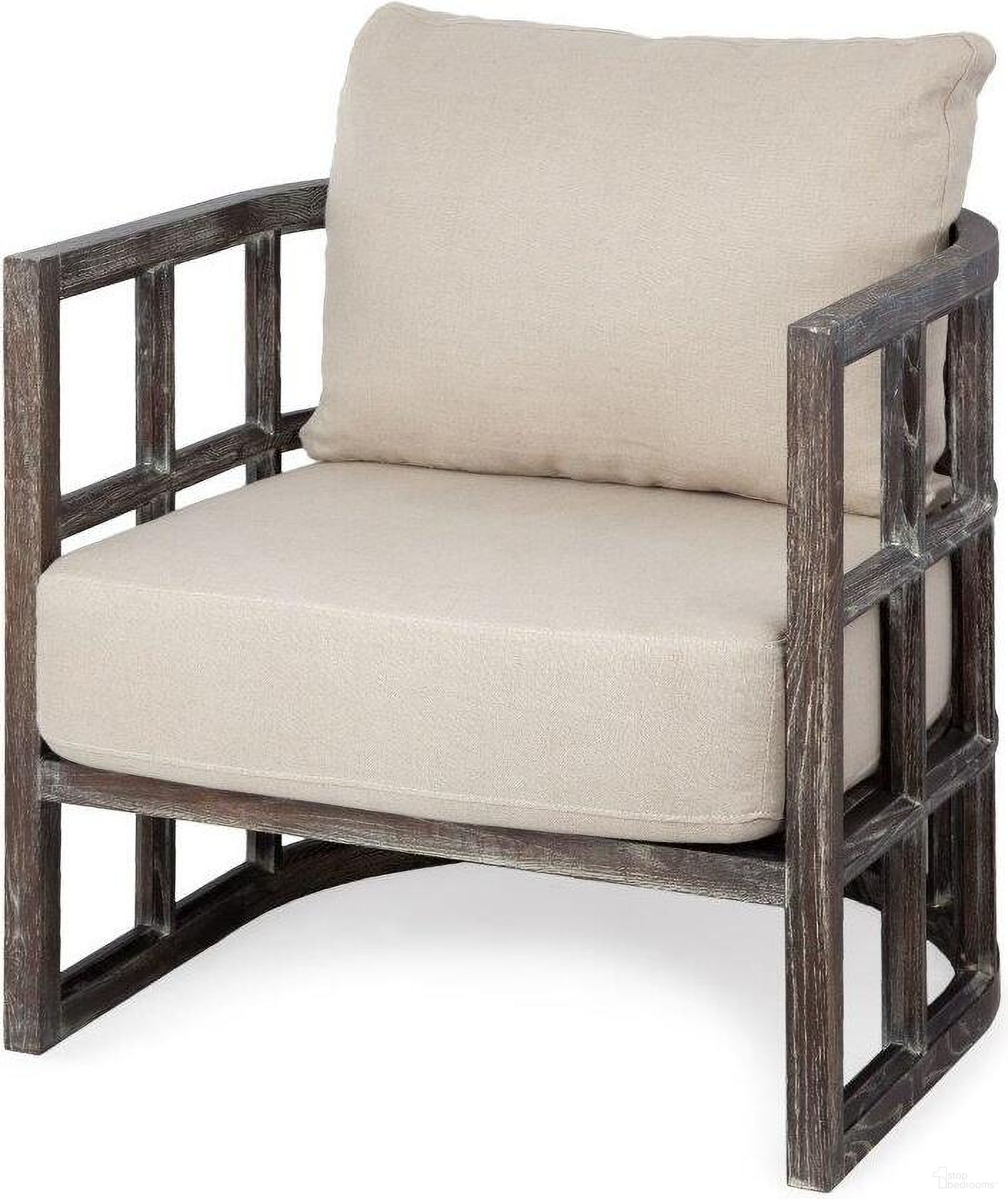Skylar I Cream Fabric Covered Cushioned Demi-Lune Wooden Frame Accent Chair