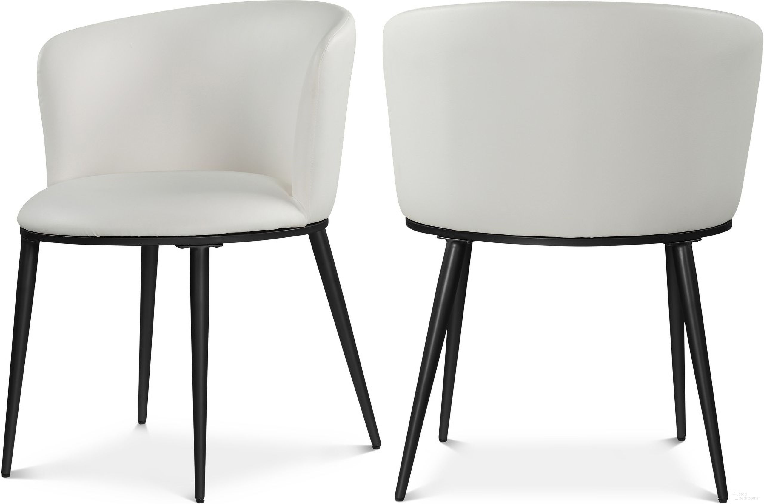 The appearance of Skylar Vegan Leather Dining Chair Set of 2 In White/Matte Black designed by Meridian in the modern / contemporary interior design. This white piece of furniture was selected by 1StopBedrooms from Skylar Collection to add a touch of cosiness and style into your home. Sku: 966White-C. Material: Wood. Chair Type: Side Chair.