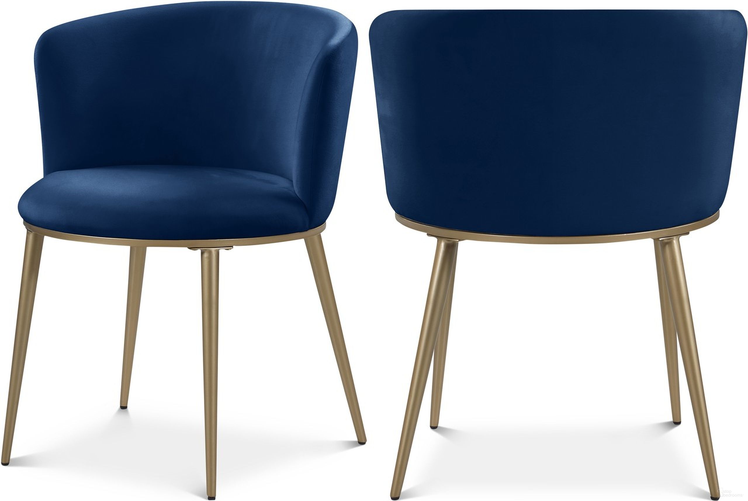 Skylar Velvet Dining Chair Set of 2 In Navy