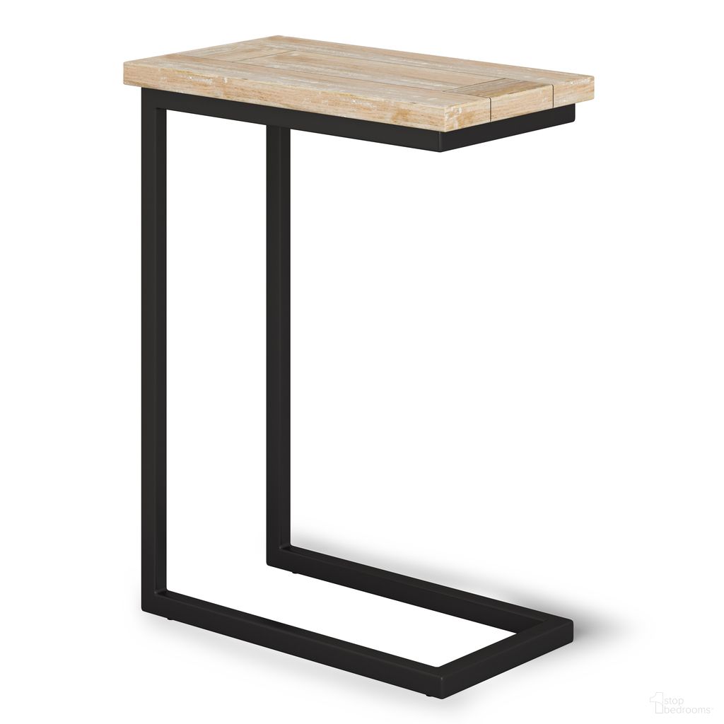 Skyler Solid Mango and Metal C Side Table In Distressed White Wash