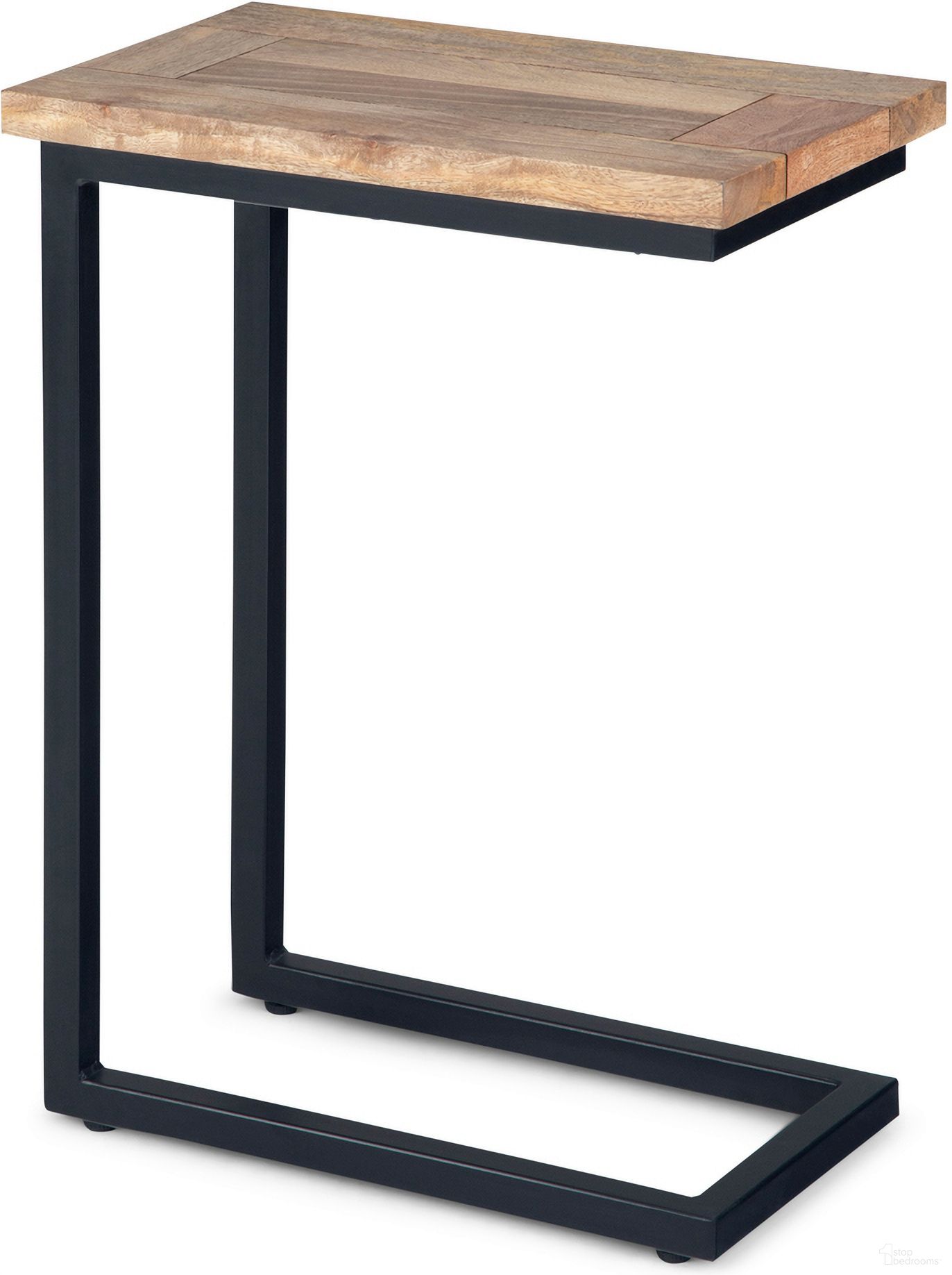 The appearance of Skyler Solid Mango and Metal C Side Table In Natural and Charcoal designed by Simpli Home in the industrial interior design. This natural and charcoal piece of furniture  was selected by 1StopBedrooms from Skyler Collection to add a touch of cosiness and style into your home. Sku: AXCSKY-09N. Material: Mango Wood.