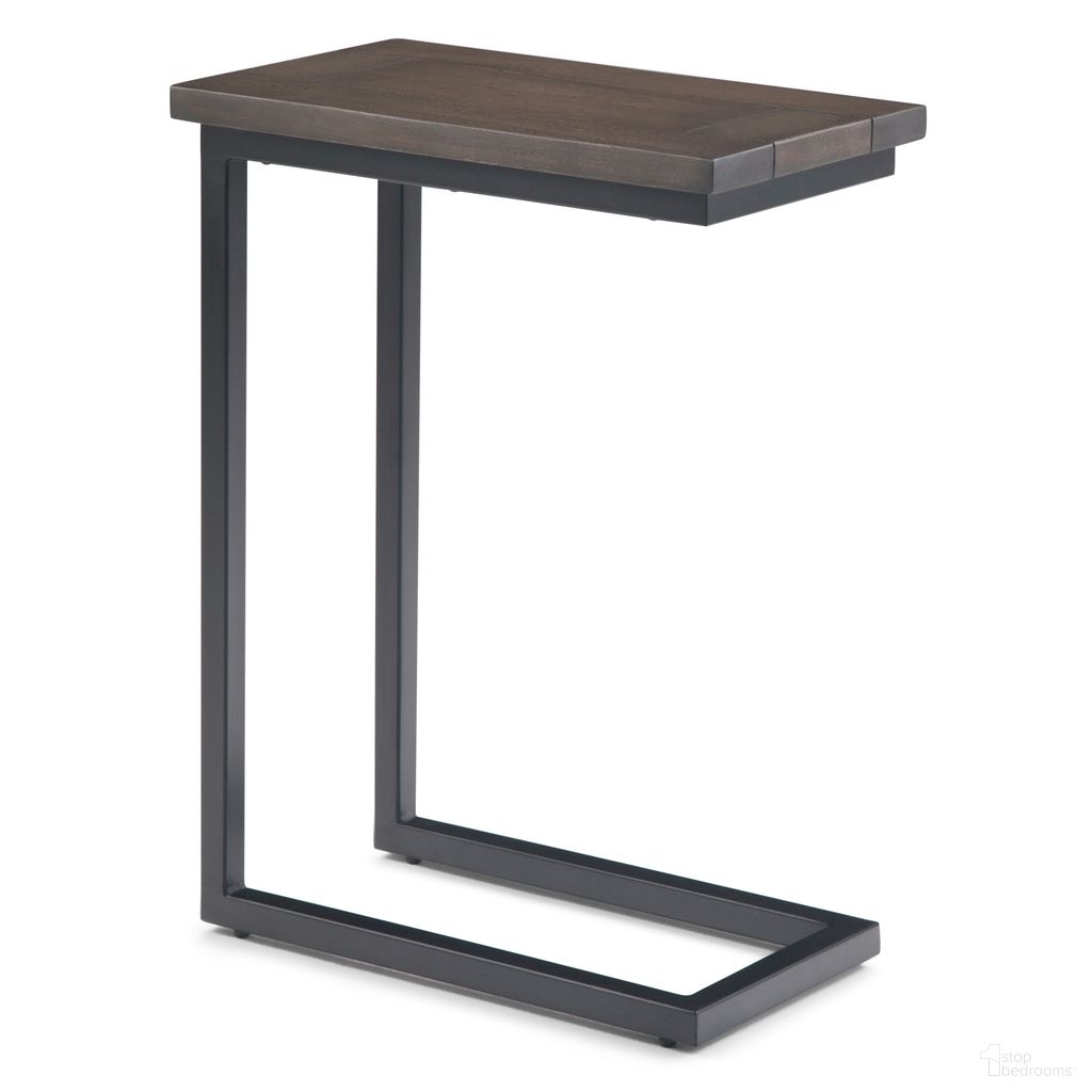 Skyler Solid Mango and Metal C Side Table In Walnut Brown and Black