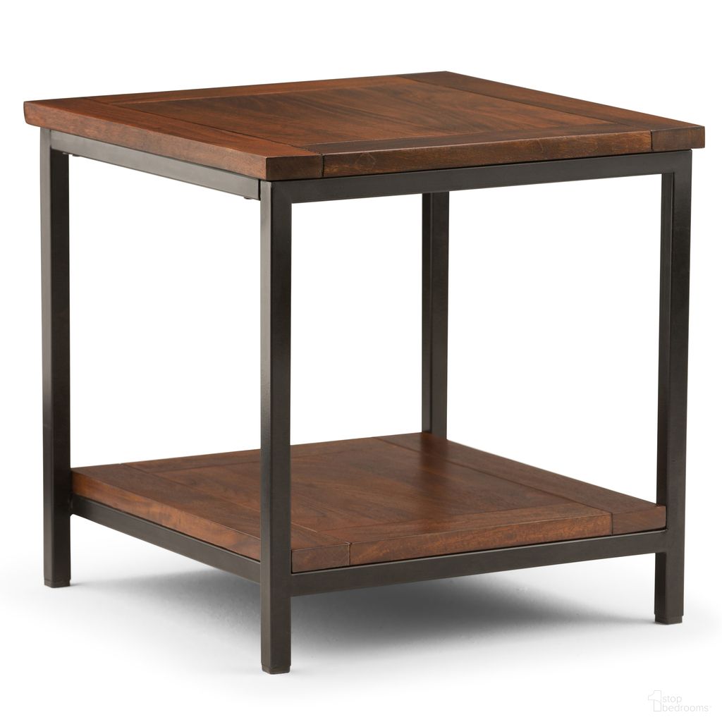 The appearance of Skyler Solid Mango Wood End Table In Dark Cognac Brown designed by Simpli Home in the industrial interior design. This dark cognac brown piece of furniture  was selected by 1StopBedrooms from Skyler Collection to add a touch of cosiness and style into your home. Sku: 3AXCSKY-03. Material: Mango Wood.