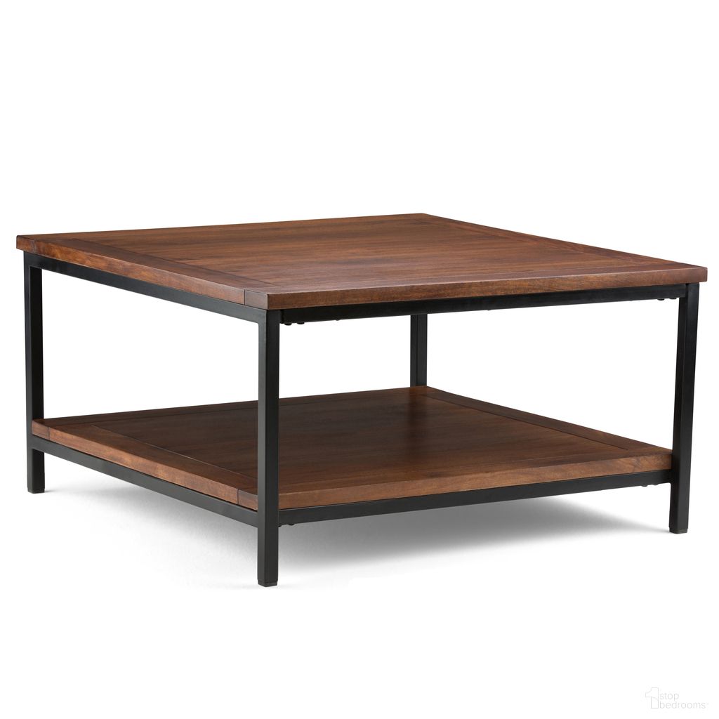 The appearance of Skyler Solid Mango Wood Square Coffee Table In Dark Cognac Brown designed by Simpli Home in the industrial interior design. This dark cognac brown piece of furniture  was selected by 1StopBedrooms from Skyler Collection to add a touch of cosiness and style into your home. Sku: 3AXCSKY-02. Material: Mango Wood.