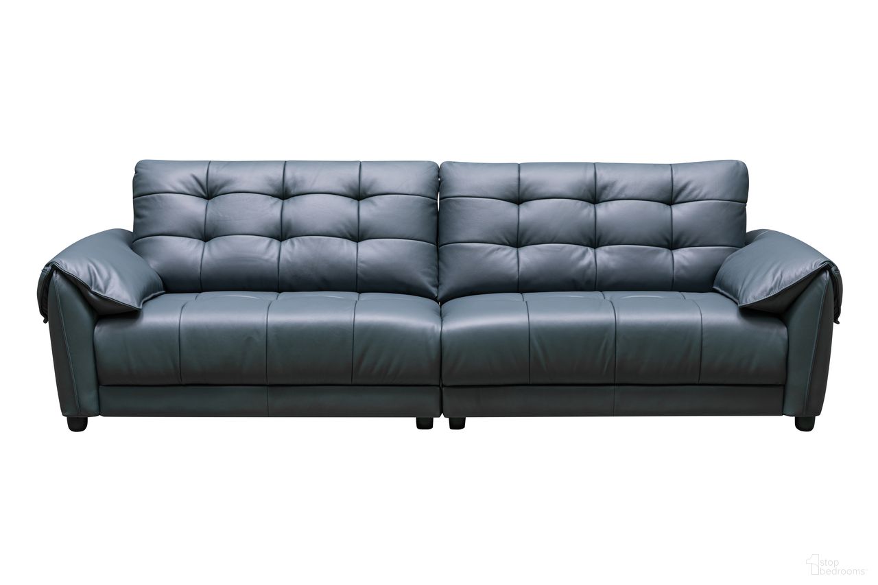 Skyline 2 Piece Divano Leather Sofa In Blue