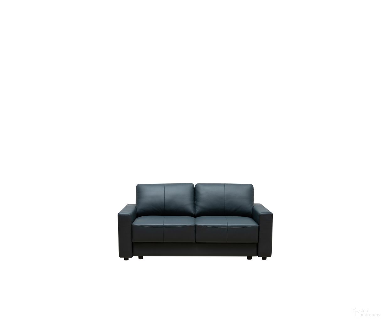 Skyline Leather Smart Queen Sleeper Sofa with Memory Foam Mattress In Blue