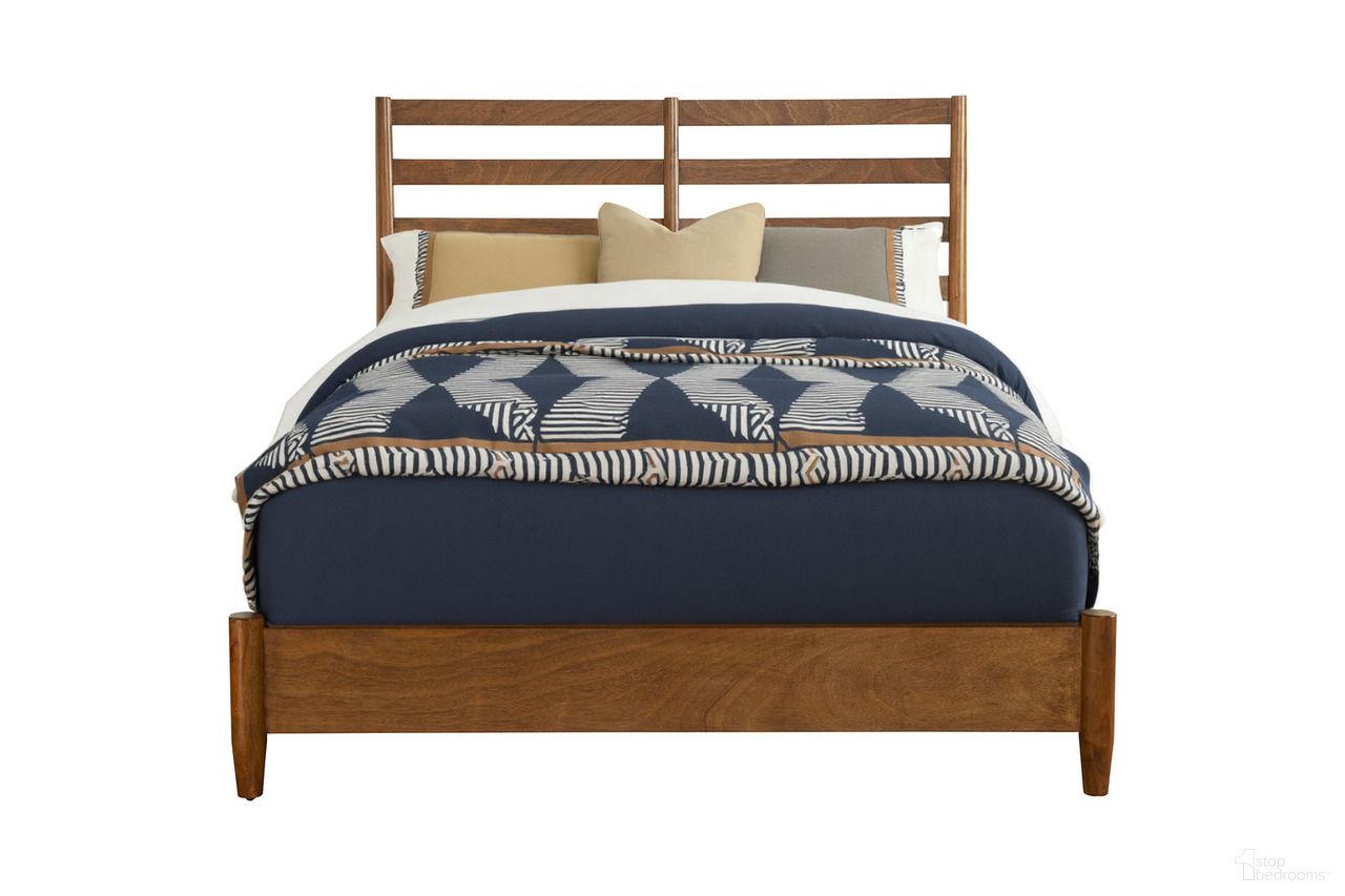 Slat Back Solid Wood King Bed Frame In Brown