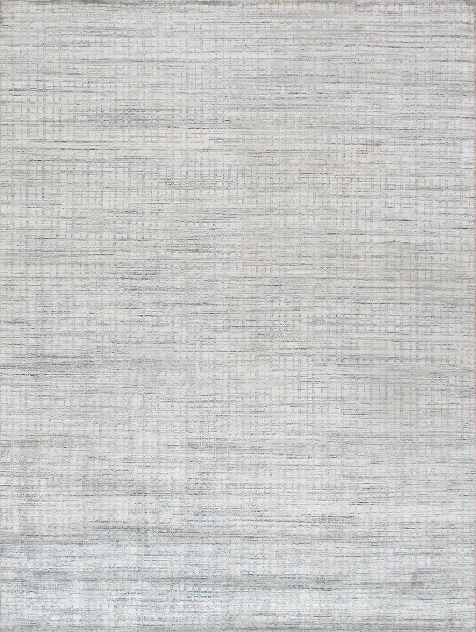 Slate Collection Hand-Loomed Bsilk and Wool Area Rug- 6' x 9' In Ivory and Blue