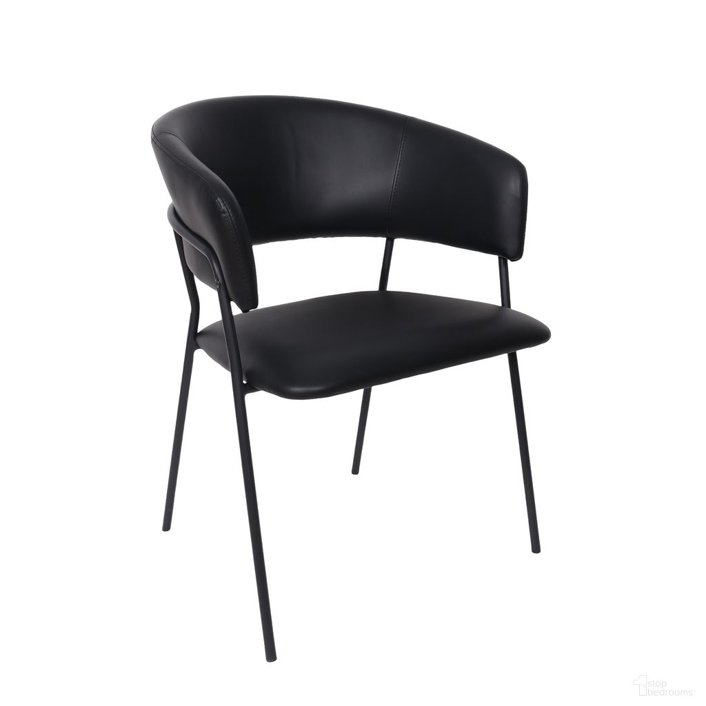 Slate Vegan Leather Metal Armchair Set of 2 In Black