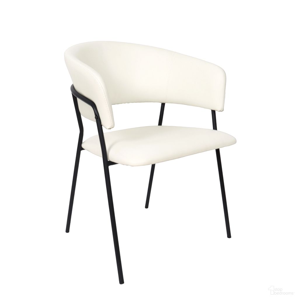 Slate Vegan Leather Metal Armchair Set of 2 In Ivory