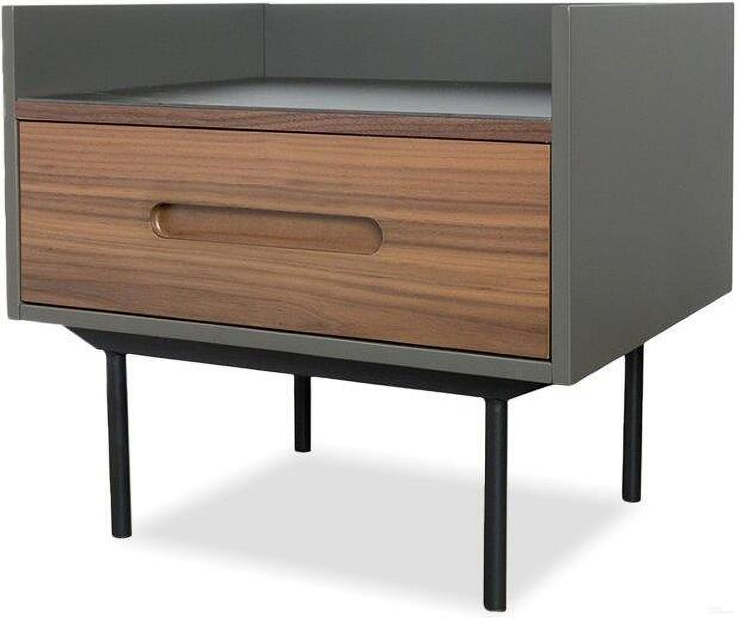 The appearance of Slater Grey Walnut And Black Ceramic Top Side Table designed by Mobital in the modern / contemporary interior design. This grey and walnut piece of furniture  was selected by 1StopBedrooms from Slater Collection to add a touch of cosiness and style into your home. Sku: NIG-SLAT-WALN-PCBLA. Material: Wood.