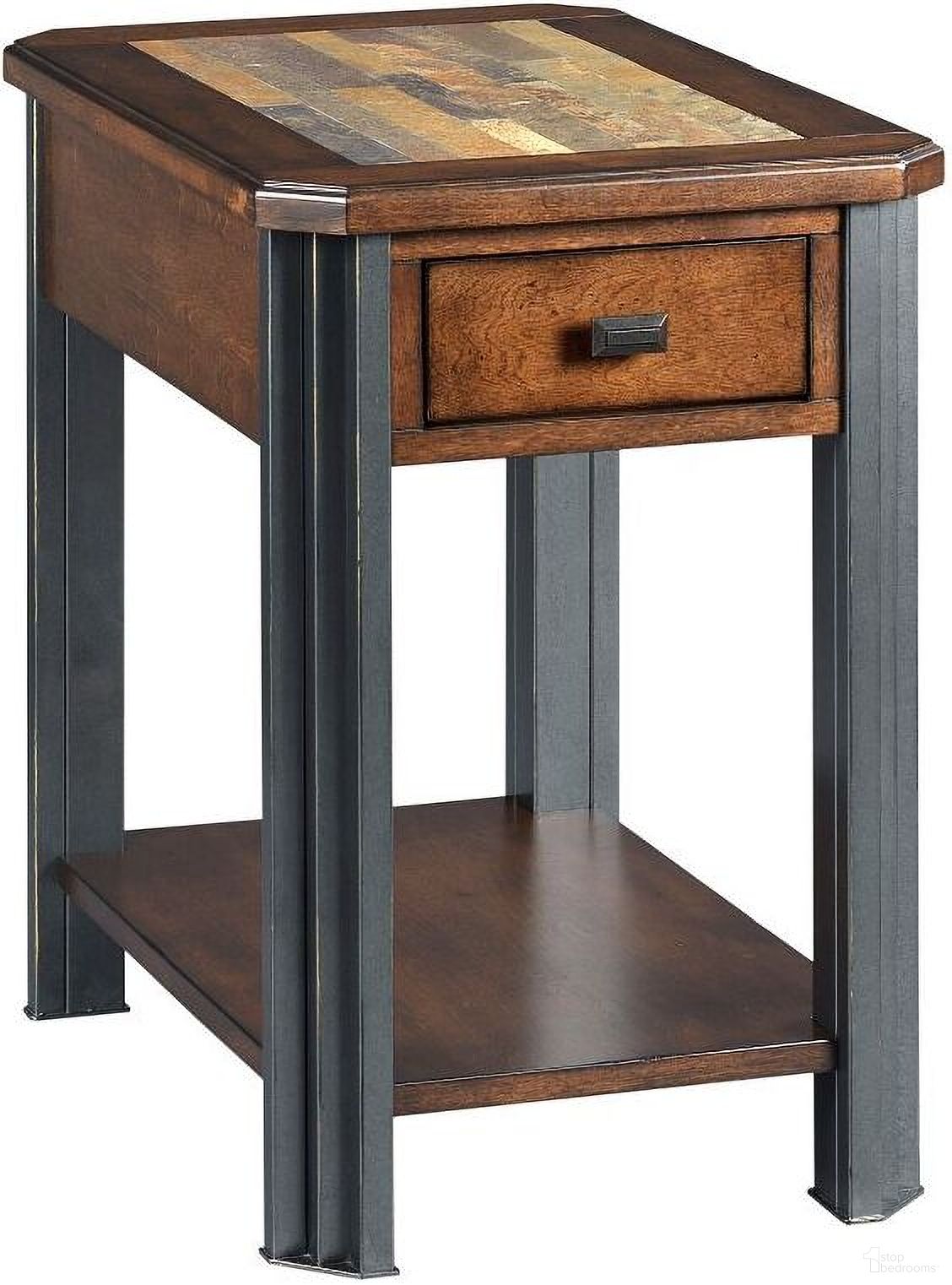 The appearance of Hamilton Chairside Table In Warm Mocha designed by Hammary in the modern / contemporary interior design. This warm mocha piece of furniture  was selected by 1StopBedrooms from Hamilton Collection to add a touch of cosiness and style into your home. Sku: 675-916. Material: Wood.