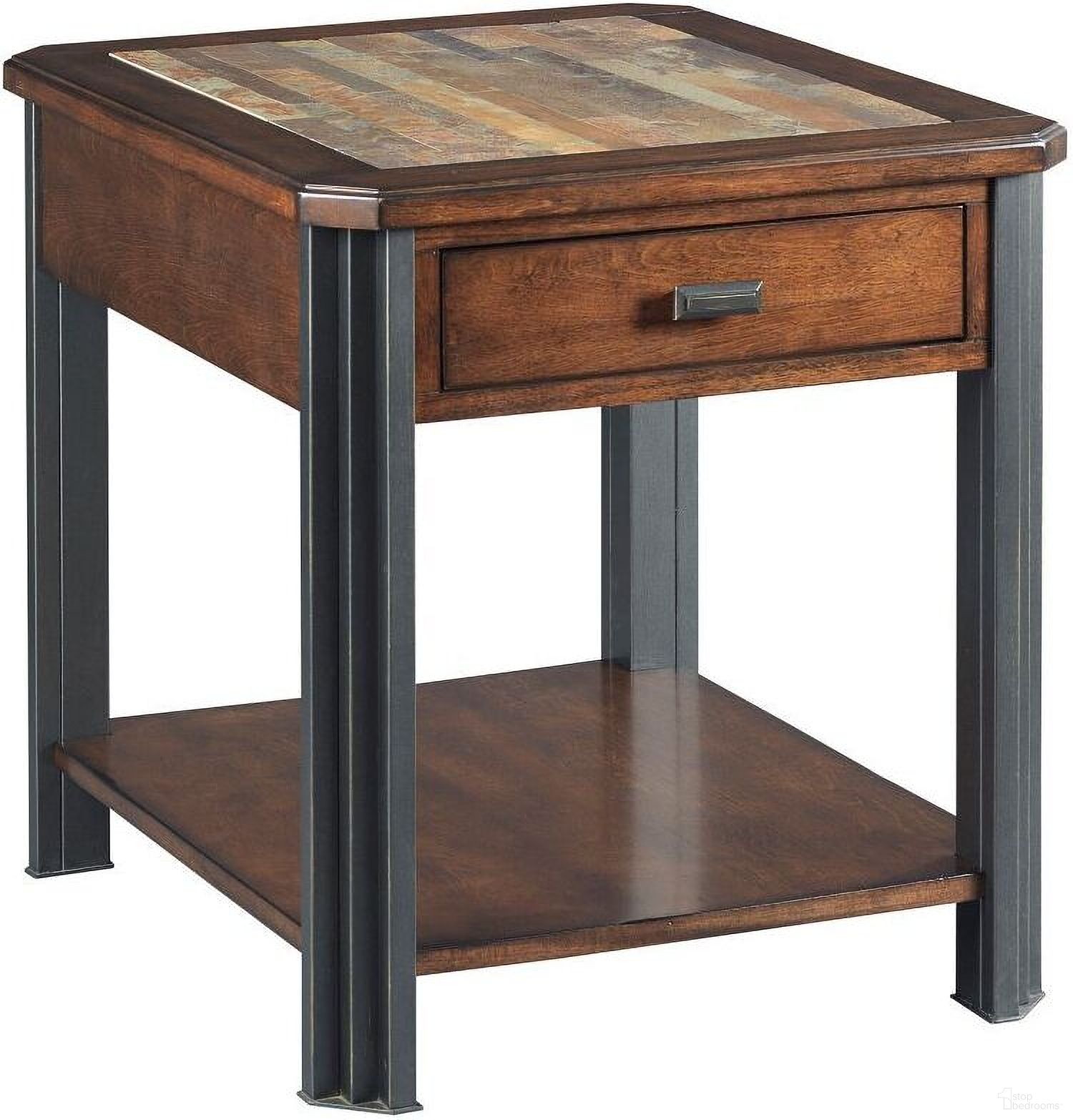 The appearance of Hamilton Drawer End Table In Warm Mocha designed by Hammary in the modern / contemporary interior design. This warm mocha piece of furniture  was selected by 1StopBedrooms from Hamilton Collection to add a touch of cosiness and style into your home. Sku: 675-915. Material: Wood.