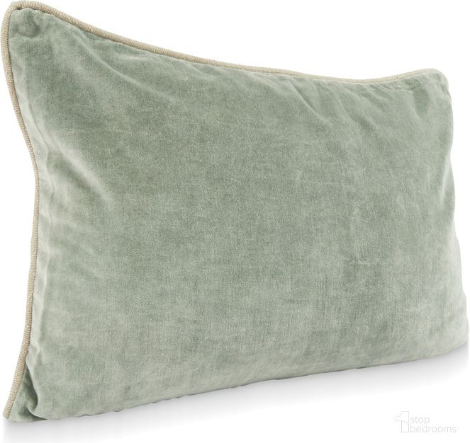 The appearance of SLD Heirloom Velvet 14x20 Pillow In Bay Green designed by Classic Home in the transitional interior design. This bay green piece of furniture was selected by 1StopBedrooms from Heirloom Velvet Collection to add a touch of cosiness and style into your home. Sku: V200067. Material: Cotton Velvet.