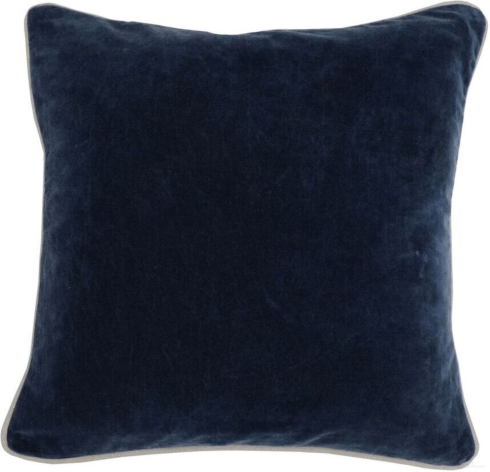 The appearance of SLD Heirloom Velvet 18x18 Pillow In Navy designed by Classic Home in the transitional interior design. This navy piece of furniture  was selected by 1StopBedrooms from Heirloom Velvet Collection to add a touch of cosiness and style into your home. Sku: V150762. Material: Cotton Velvet.