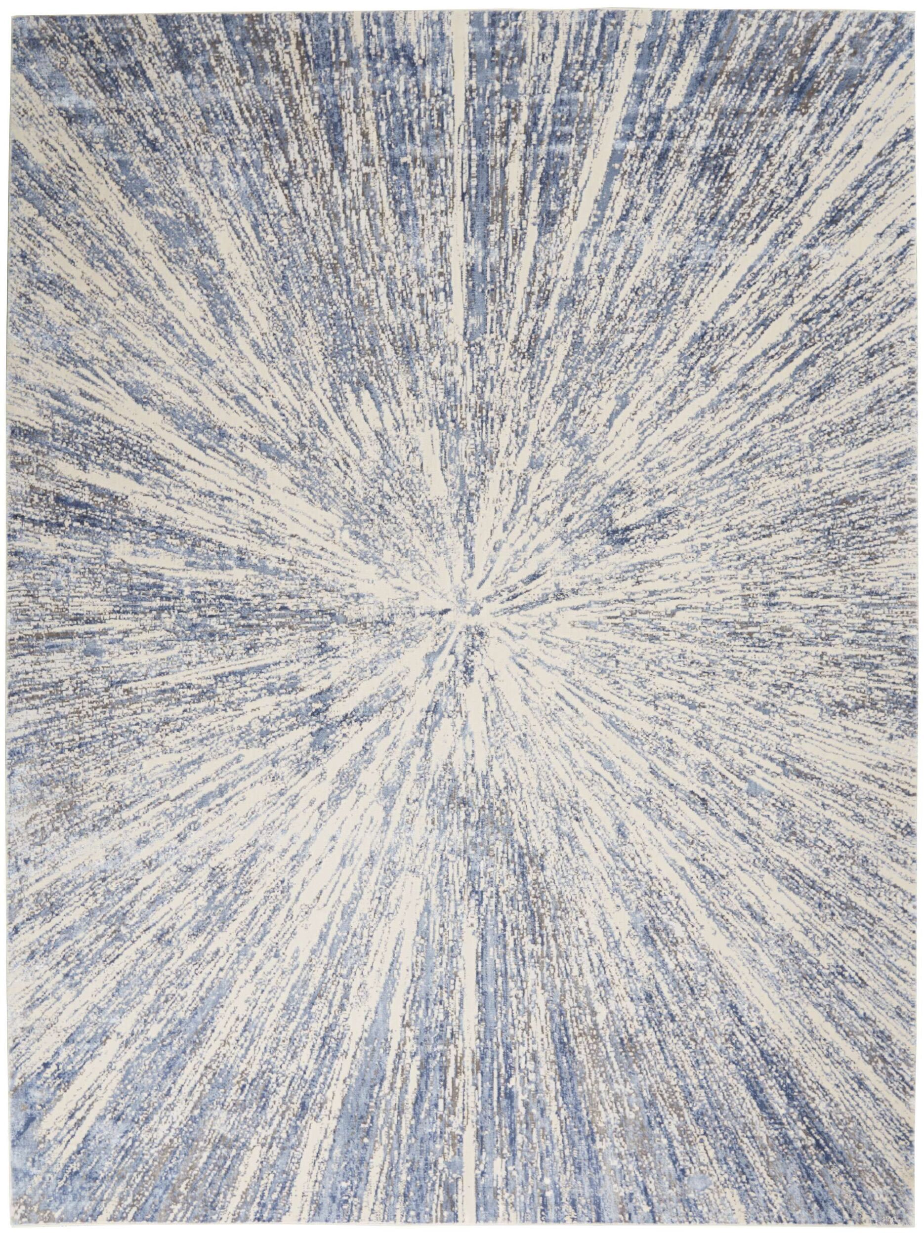 The appearance of Sleek Textures Blue and Grey 7'10" x 10'6" Area Rug designed by Nourison in the modern / contemporary interior design. This blue and grey piece of furniture was selected by 1StopBedrooms from Sleek Textures Collection to add a touch of cosiness and style into your home. Sku: 99446711816. Material: Viscose.