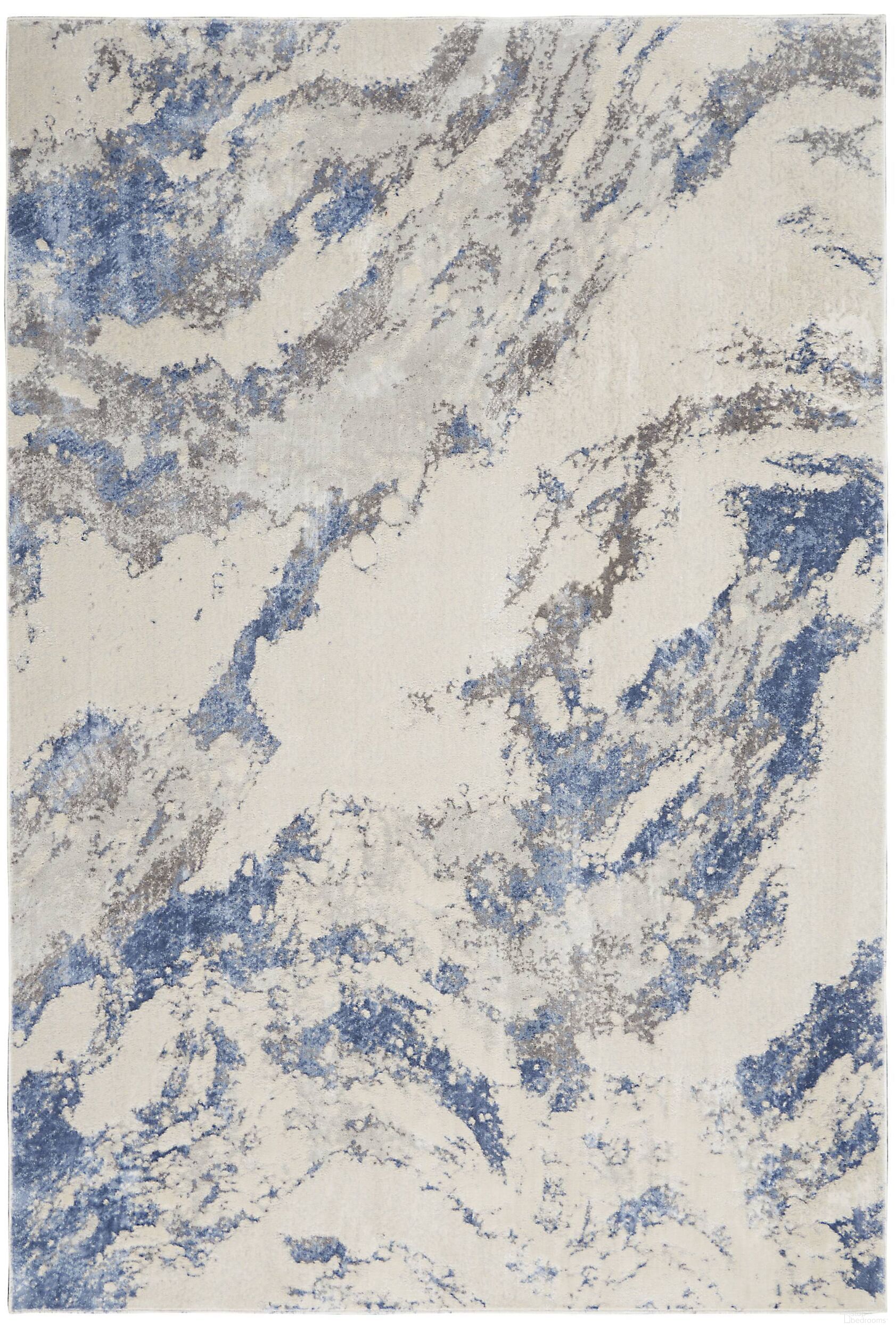 The appearance of Sleek Textures Blue and Ivory and Grey 3'11" x 5'11" Area Rug designed by Nourison in the modern / contemporary interior design. This blue and ivory and grey piece of furniture was selected by 1StopBedrooms from Sleek Textures Collection to add a touch of cosiness and style into your home. Sku: 99446711496. Material: Viscose.