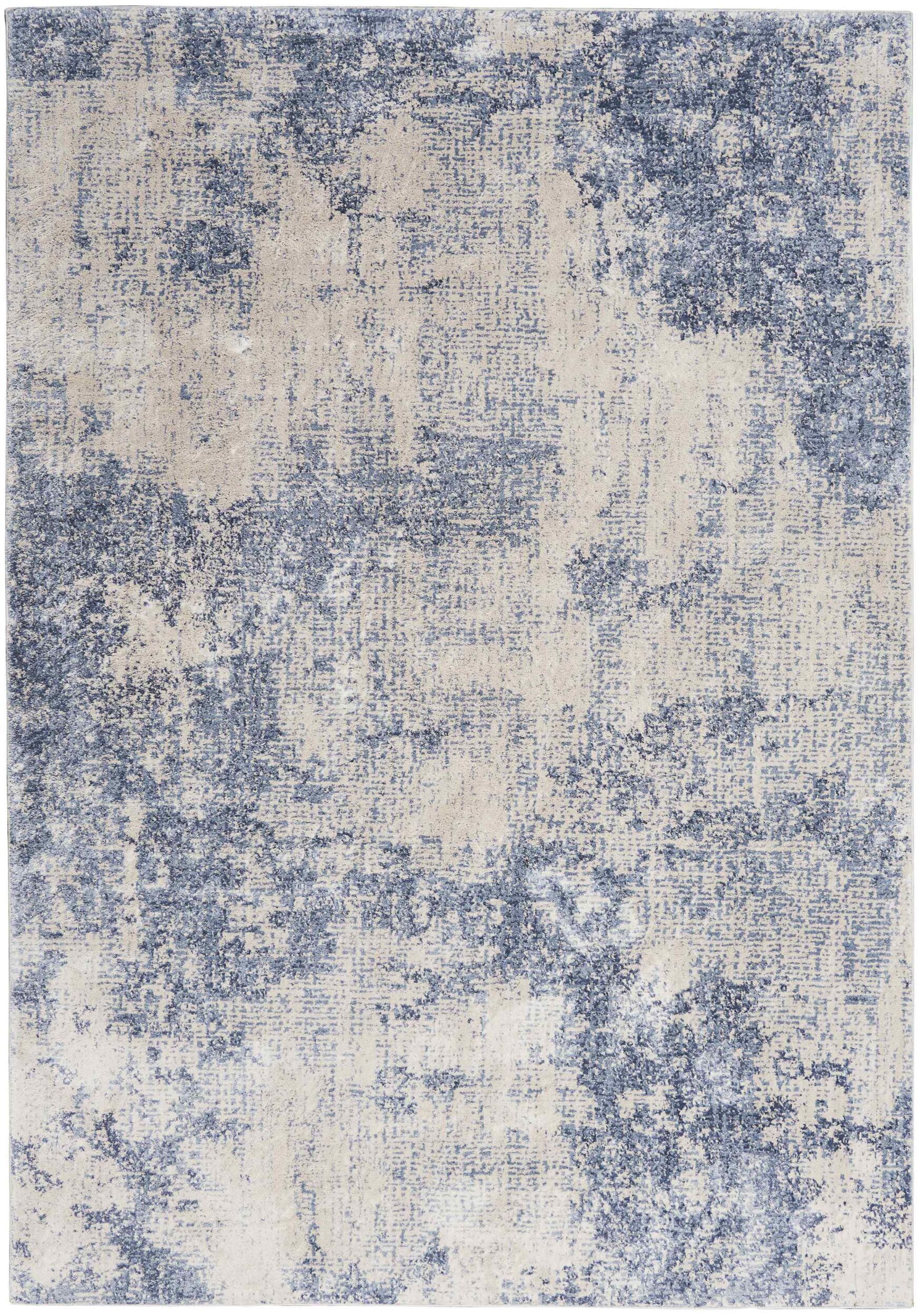 The appearance of Sleek Textures Ivory and Blue 3'11" x 5'11" Area Rug designed by Nourison in the modern / contemporary interior design. This ivory and blue piece of furniture  was selected by 1StopBedrooms from Sleek Textures Collection to add a touch of cosiness and style into your home. Sku: 99446711281. Material: Viscose.