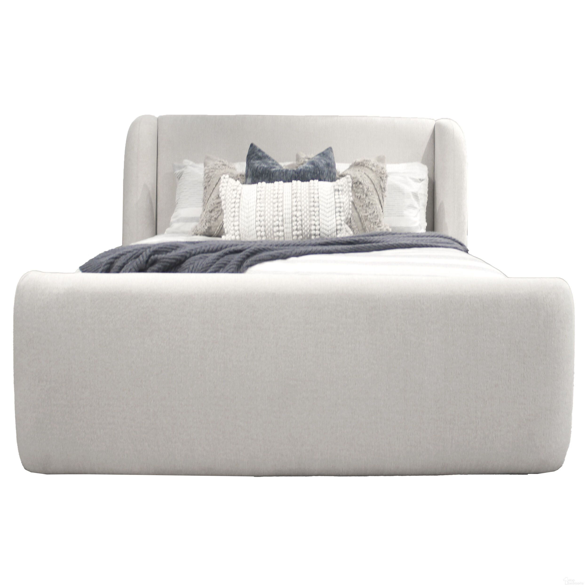 The appearance of Sleep Shiloh Queen Wingback Upholstered Bed In White Mocha designed by Parker House in the transitional interior design. This white mocha piece of furniture was selected by 1StopBedrooms from Shiloh Collection to add a touch of cosiness and style into your home. Sku: BSHI#8000HB-WHMC;BSHI#8010FB-WHMC;BSHI#8015R-WHMC. Material: Polyester. Bed Size: Queen. Bed Type: Upholstered Bed.