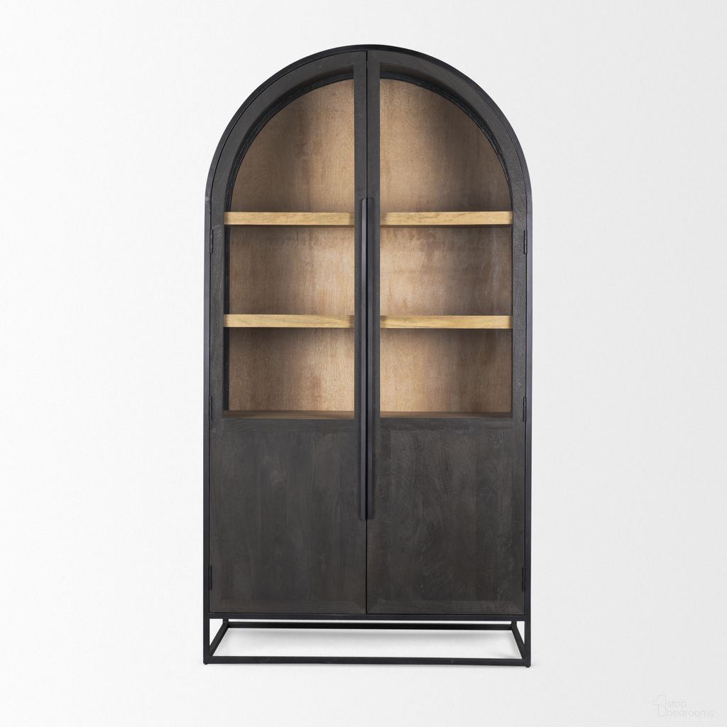 The appearance of Sloan Black Wood And Metal Frame Arched Cabinet In Black designed by Mercana in the transitional interior design. This black piece of furniture  was selected by 1StopBedrooms from Sloan Collection to add a touch of cosiness and style into your home. Sku: 70827. Material: Wood.