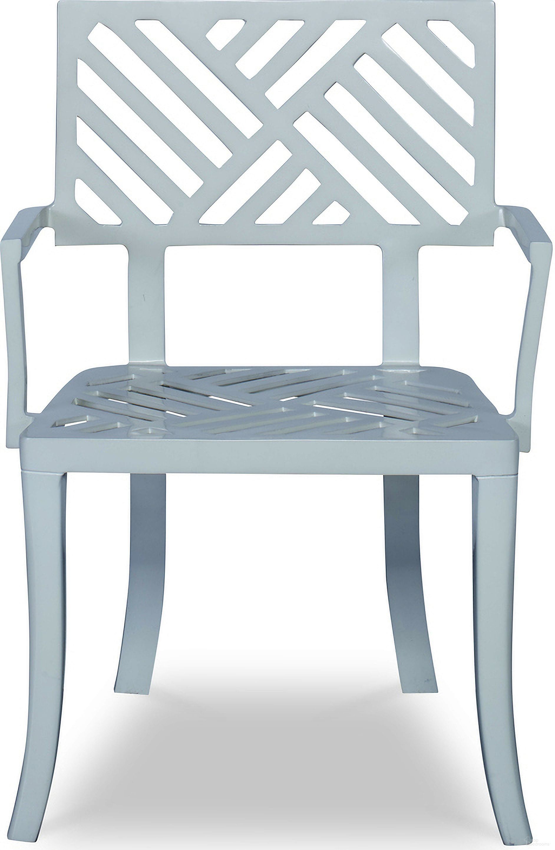 The appearance of Sloan Outdoor Dining Arm Chair In White designed by Century Furniture in the modern / contemporary interior design. This white piece of furniture was selected by 1StopBedrooms from Carrier and Company Outdoor Collection to add a touch of cosiness and style into your home. Sku: C7-D79-4009. Material: Aluminum.