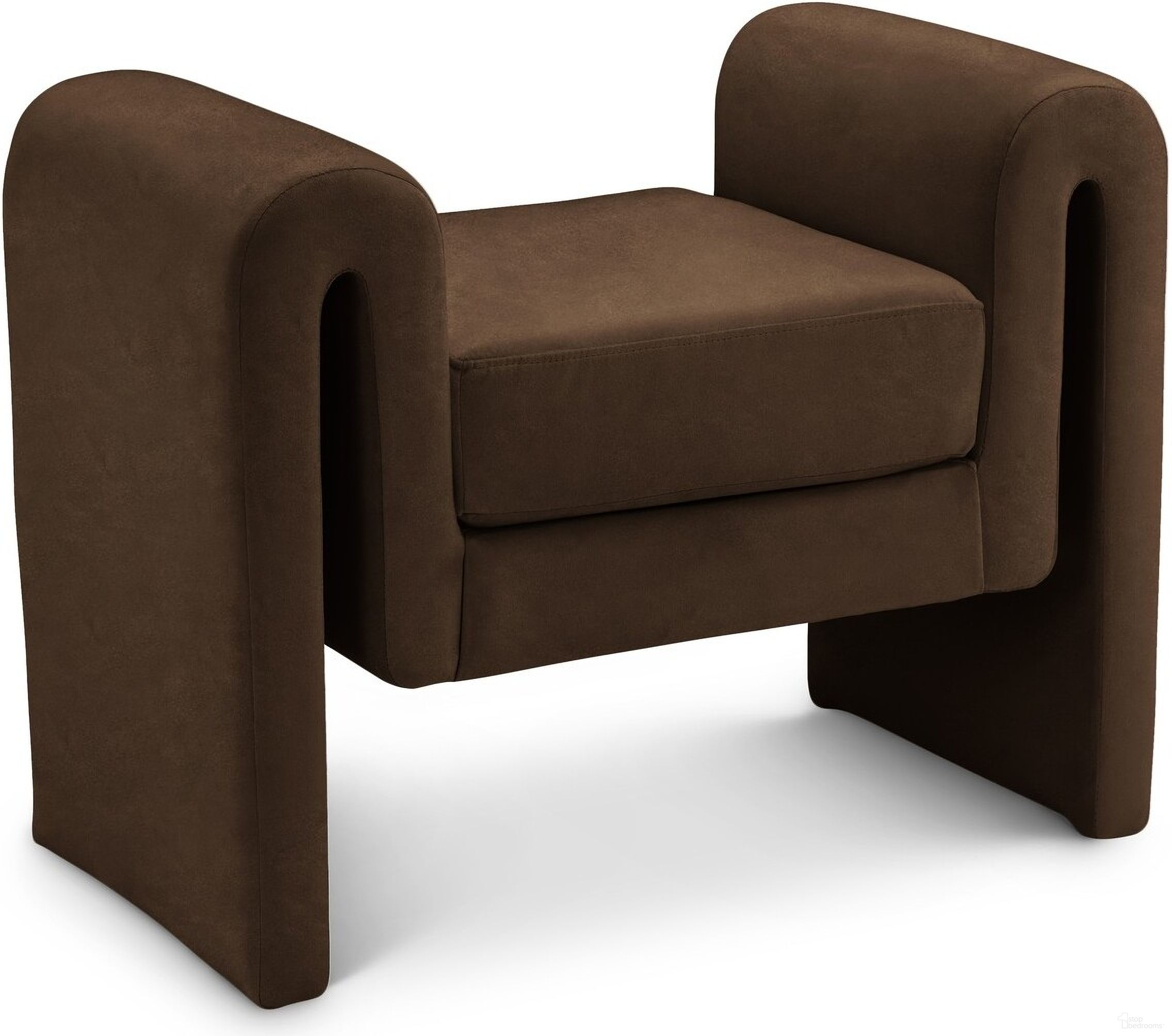 The appearance of Sloan Velvet Single Seater Bench In Brown designed by Meridian in the modern / contemporary interior design. This brown piece of furniture  was selected by 1StopBedrooms from Sloan Collection to add a touch of cosiness and style into your home. Sku: 180Brown. Material: Velvet.