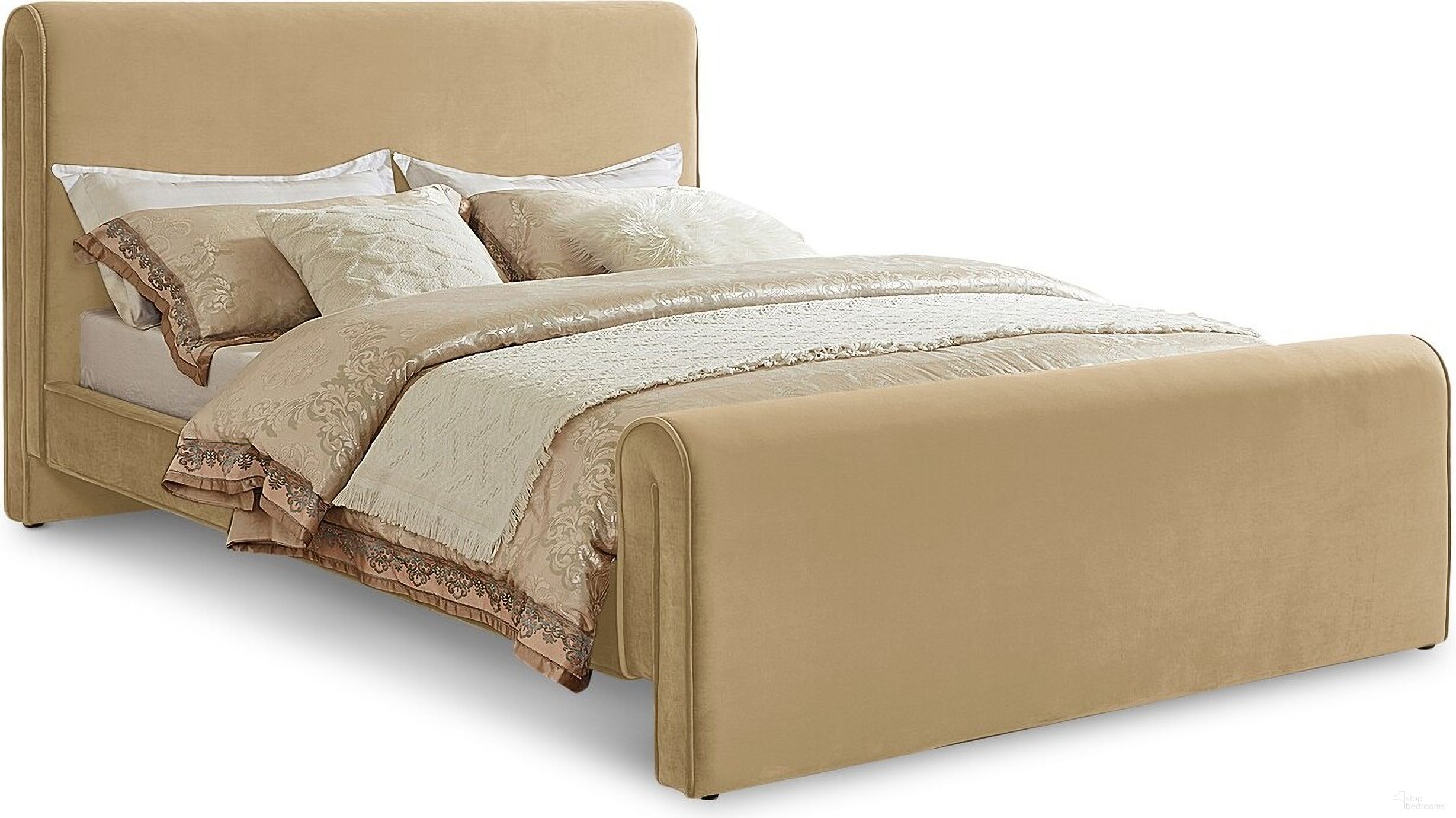 Sloan Velvet Full Bed In Camel