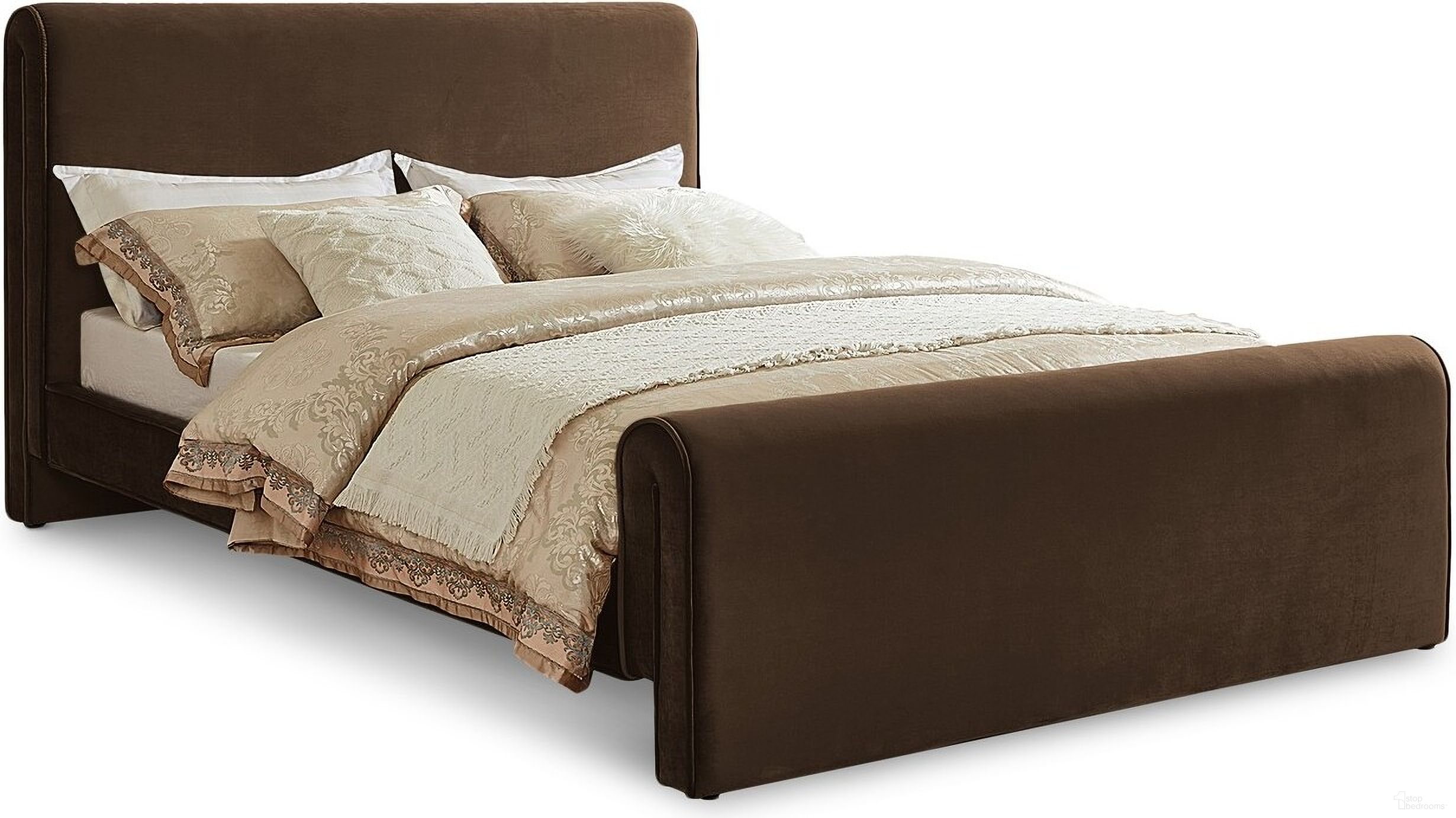 Sloan Velvet Queen Bed In Brown