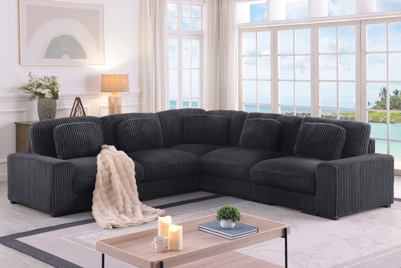 The appearance of Sloane 117 Inch Corduroy Fabric Reversible L-Shape Modular Sectional Sofa In Charcoal designed by Lilola Home in the modern / contemporary interior design. This charcoal piece of furniture was selected by 1StopBedrooms from Sloane Collection to add a touch of cosiness and style into your home. Sku: 81650-R;81650-RARM;81650-C;81650-A;81650-A;81650-L;81650-LARM. Layout: L-Shape. Material: Corduroy.