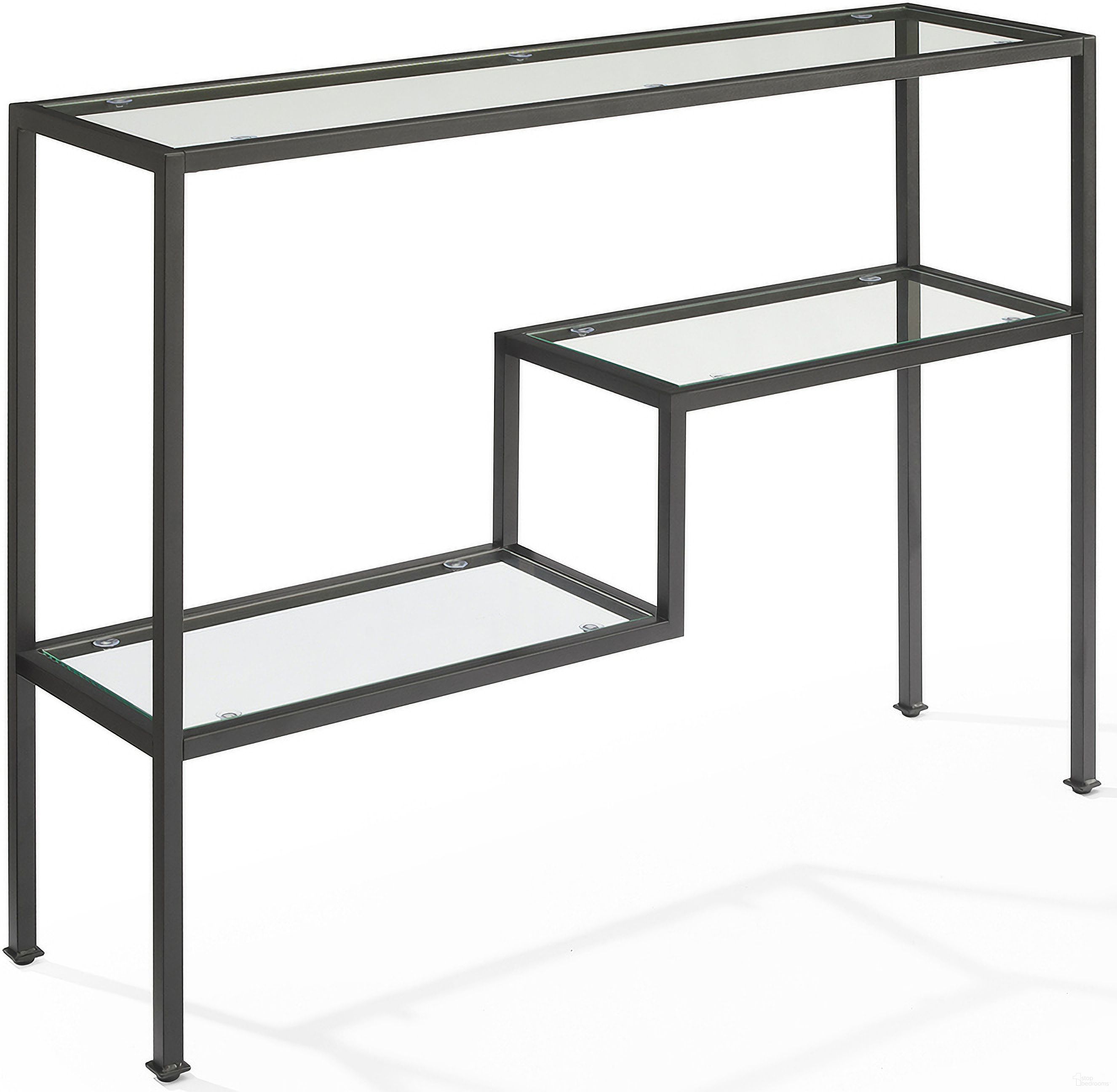 The appearance of Sloane Entryway Console Table In Matte Black designed by Crosley Brands in the modern / contemporary interior design. This matte black piece of furniture  was selected by 1StopBedrooms from Sloane Collection to add a touch of cosiness and style into your home. Sku: CF1124-MB. Material: Tempered Glass.