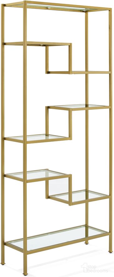 The appearance of Sloane Etagere Bookcase In Gold designed by Crosley Brands in the modern / contemporary interior design. This gold piece of furniture was selected by 1StopBedrooms from Sloane Collection to add a touch of cosiness and style into your home. Sku: CF1113-GL. Material: Steel.