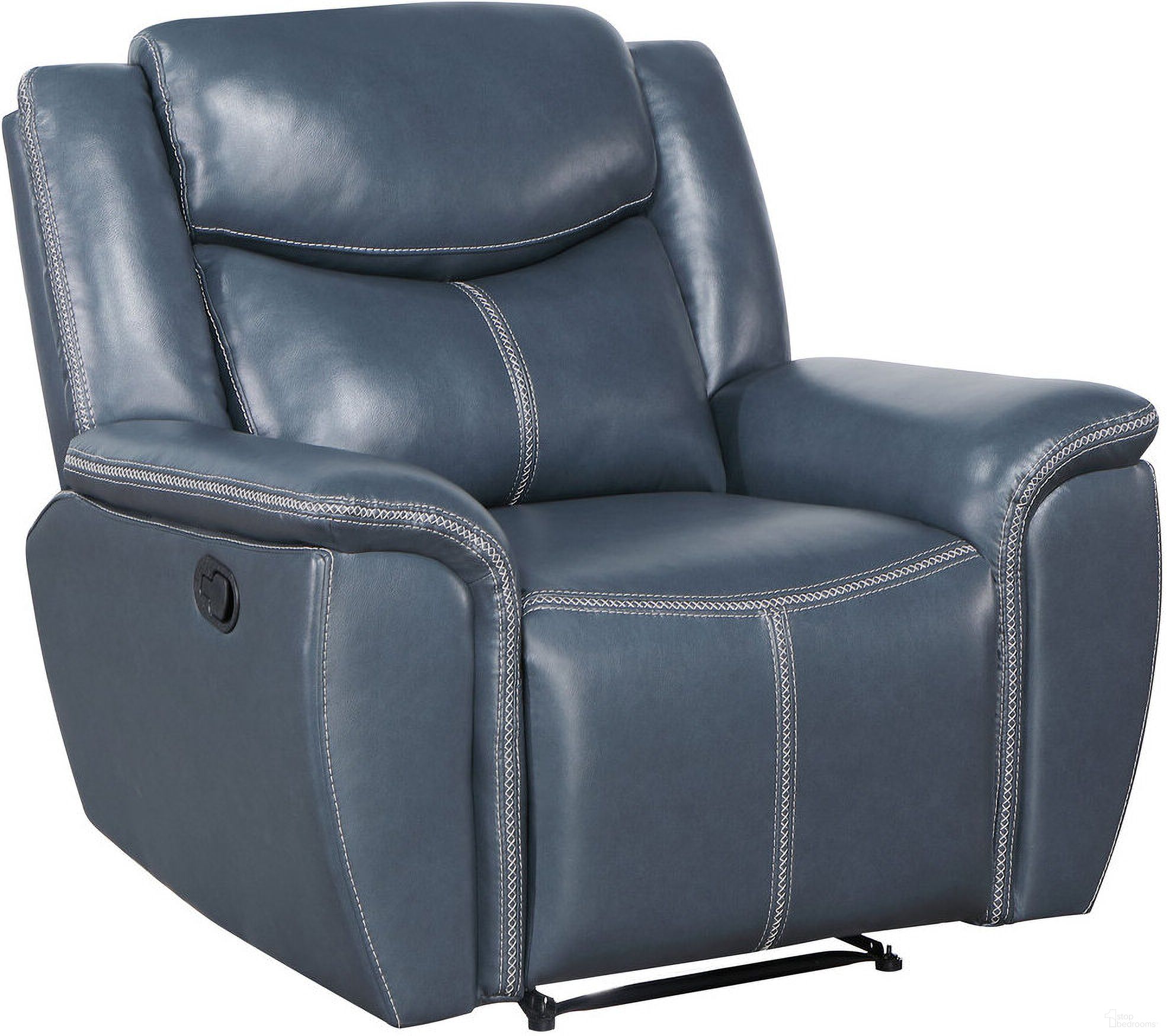 The appearance of Sloane Upholstered Motion Recliner Chair Blue designed by Coaster in the transitional interior design. This blue piece of furniture was selected by 1StopBedrooms from Sloane Collection to add a touch of cosiness and style into your home. Sku: 610273. Material: Upholstered.