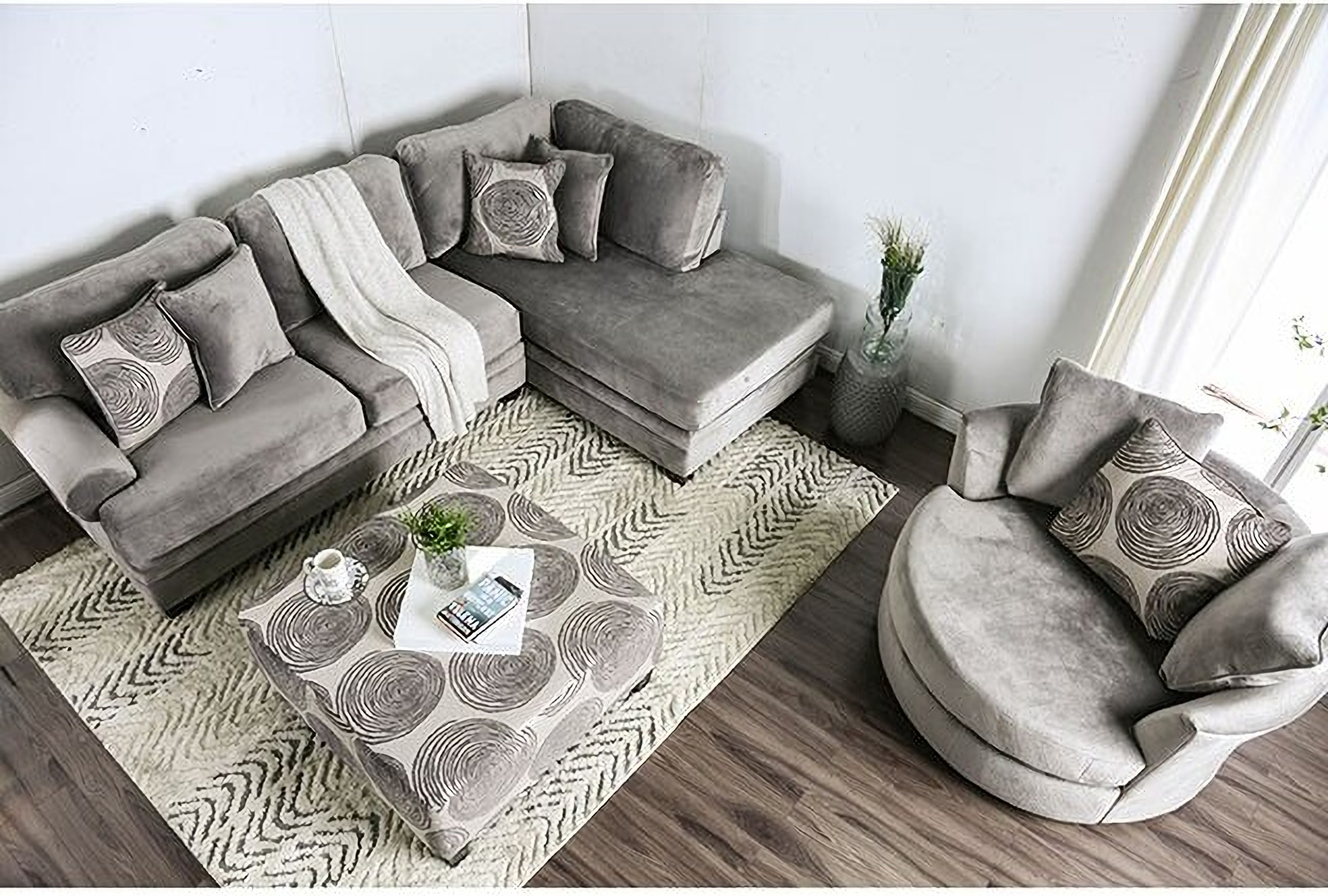 Bonaventura 3-Piece RAF Sectional In Gray