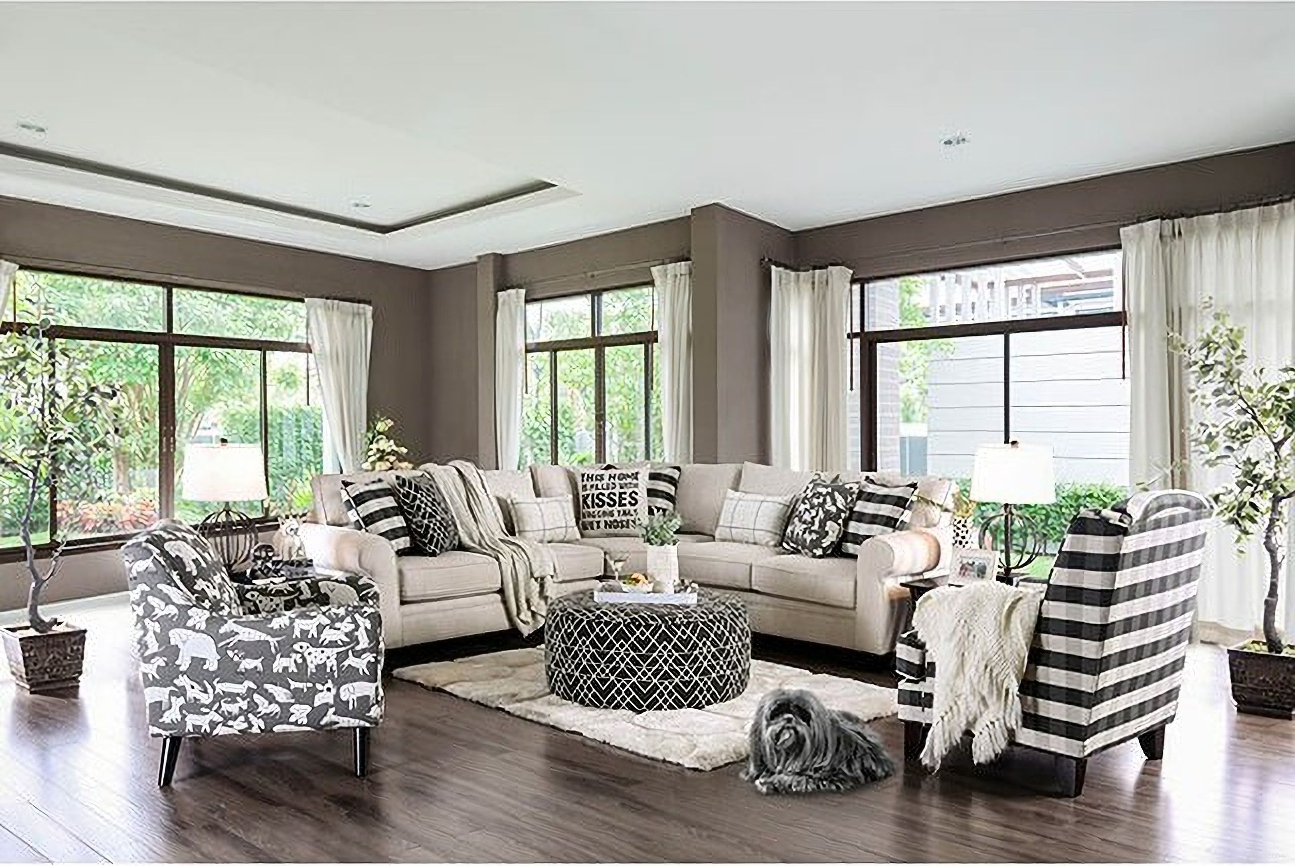 The appearance of Furniture of America Patricia Sectional designed by Furniture of America in the transitional interior design. This ivory piece of furniture was selected by 1StopBedrooms from Patricia Collection to add a touch of cosiness and style into your home. Sku: SM8171-1;SM8171-2;SM8171-3. Material: Wood. Layout: L-Shape.