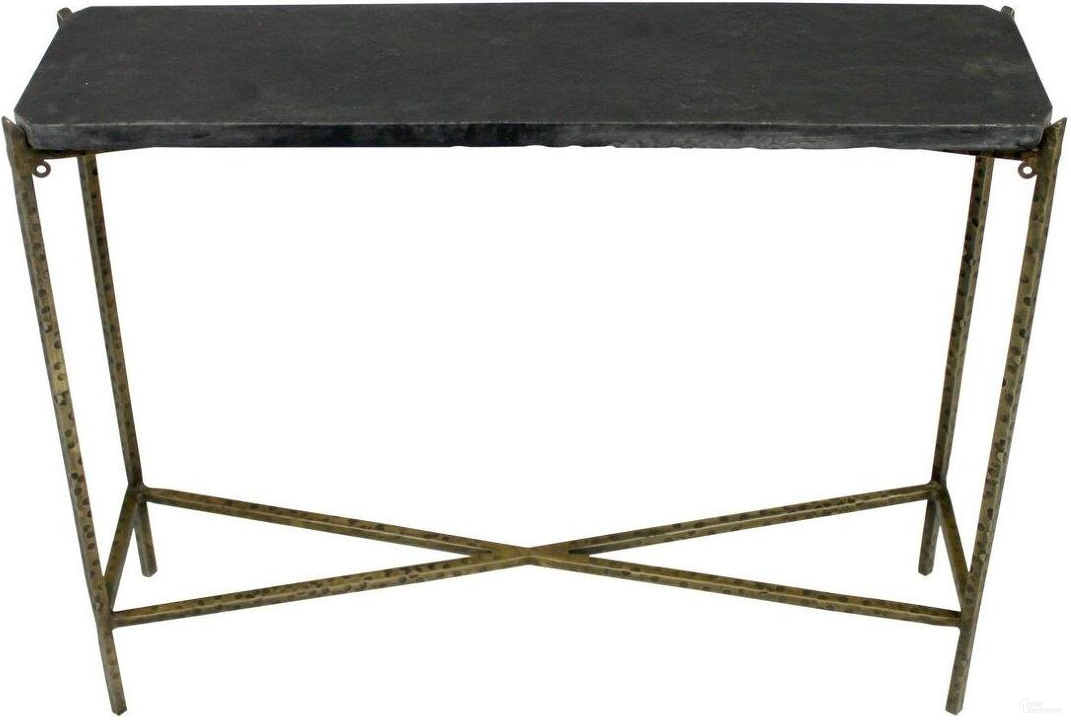 The appearance of Orlando Small Console Table In Old Gold And Black designed by Moti in the transitional interior design. This black piece of furniture  was selected by 1StopBedrooms from Orlando Collection to add a touch of cosiness and style into your home. Sku: 82005006. Material: Iron.