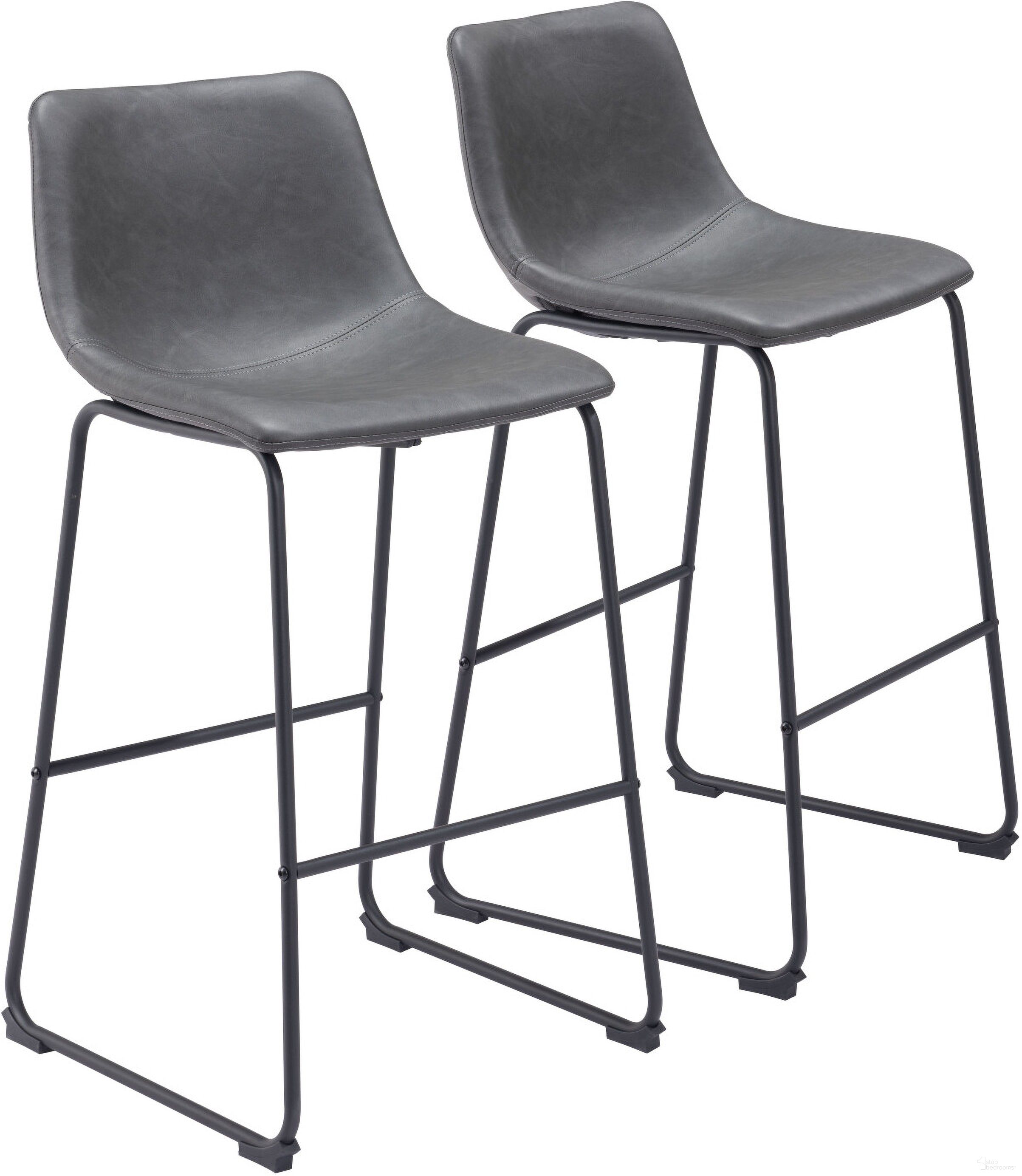 The appearance of Smart Barstool Set of 2 In Charcoal designed by Zuo Modern in the transitional interior design. This charcoal piece of furniture  was selected by 1StopBedrooms from Smart Collection to add a touch of cosiness and style into your home. Sku: 109327. Material: Polyurethane.