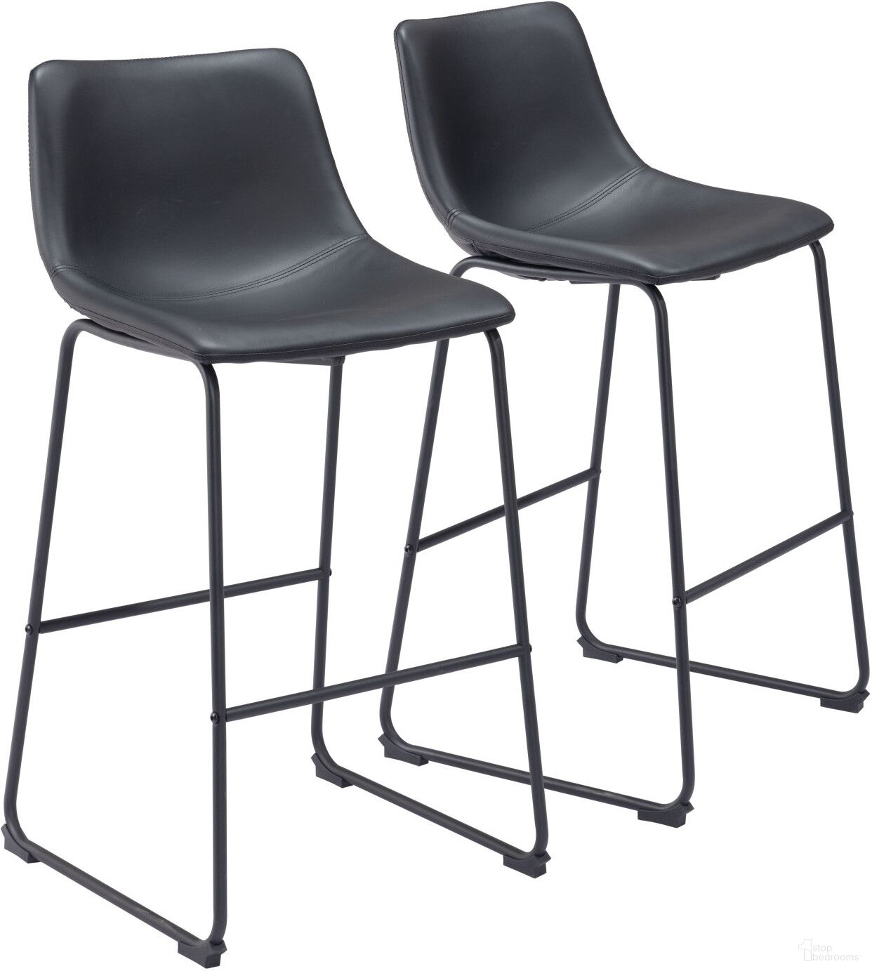 The appearance of Smart Barstool Set of 2 In Black designed by Zuo Modern in the transitional interior design. This black piece of furniture was selected by 1StopBedrooms from Smart Collection to add a touch of cosiness and style into your home. Sku: 109650. Material: Polyurethane.