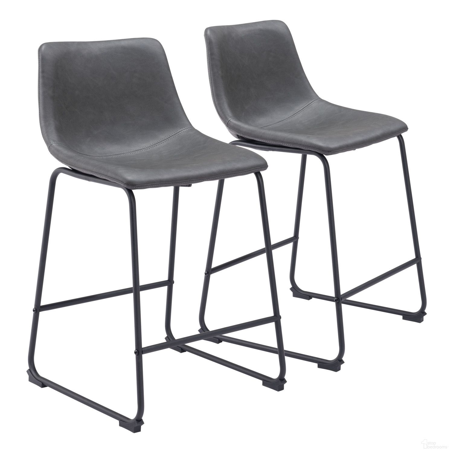 The appearance of Smart Counter Stool Set of 2 In Charcoal designed by Zuo Modern in the transitional interior design. This charcoal piece of furniture was selected by 1StopBedrooms from Smart Collection to add a touch of cosiness and style into your home. Sku: 109324. Material: Polyurethane.