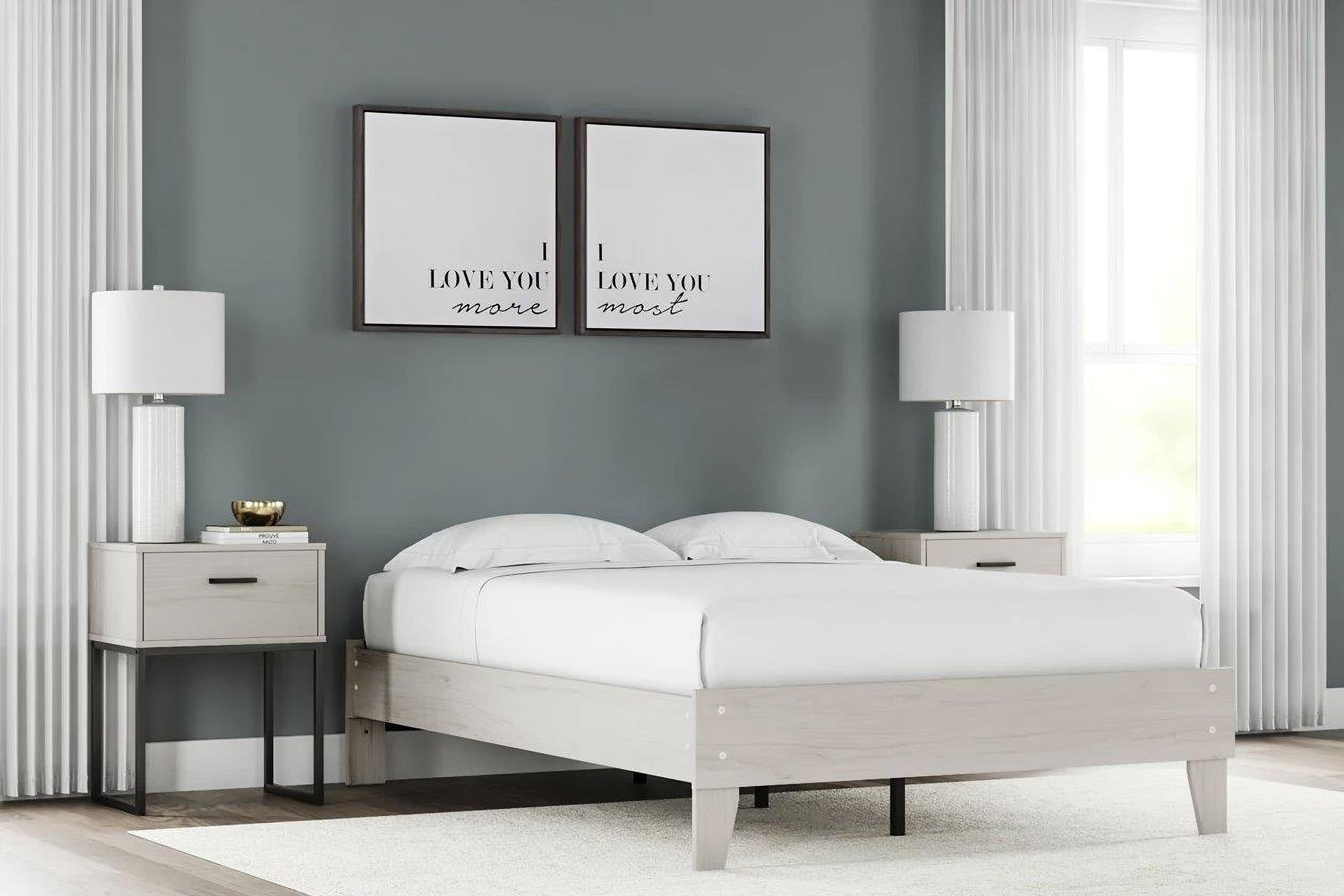 The appearance of Socalle Light Natural Queen Platform Bed designed by Signature Design by Ashley in the transitional interior design. This light natural piece of furniture  was selected by 1StopBedrooms from Socalle Collection to add a touch of cosiness and style into your home. Sku: EB1864-113. Bed Type: Platform Bed. Material: Wood. Bed Size: Queen.