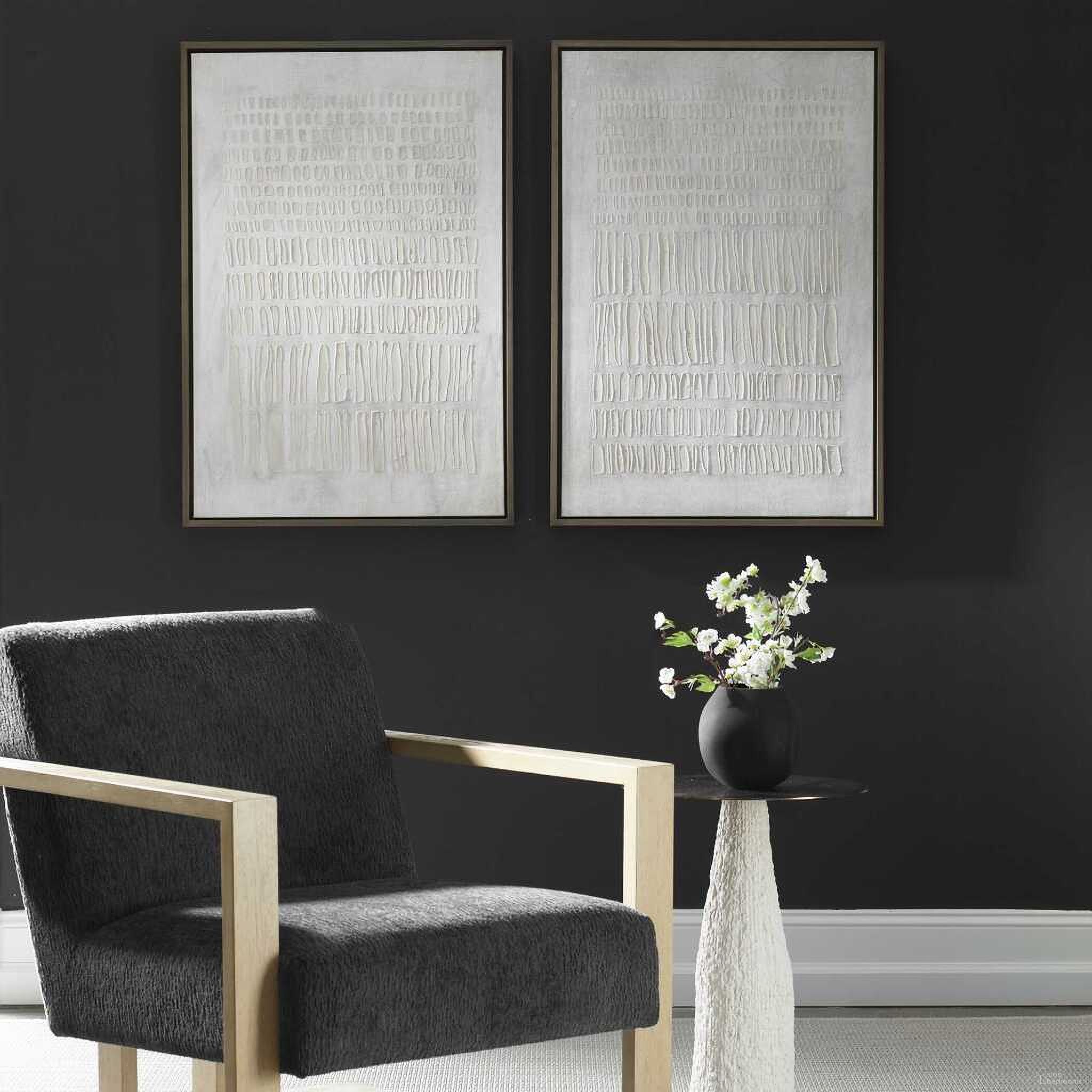 Social Theory Framed Canvases Set of 2 In Brown and Gray