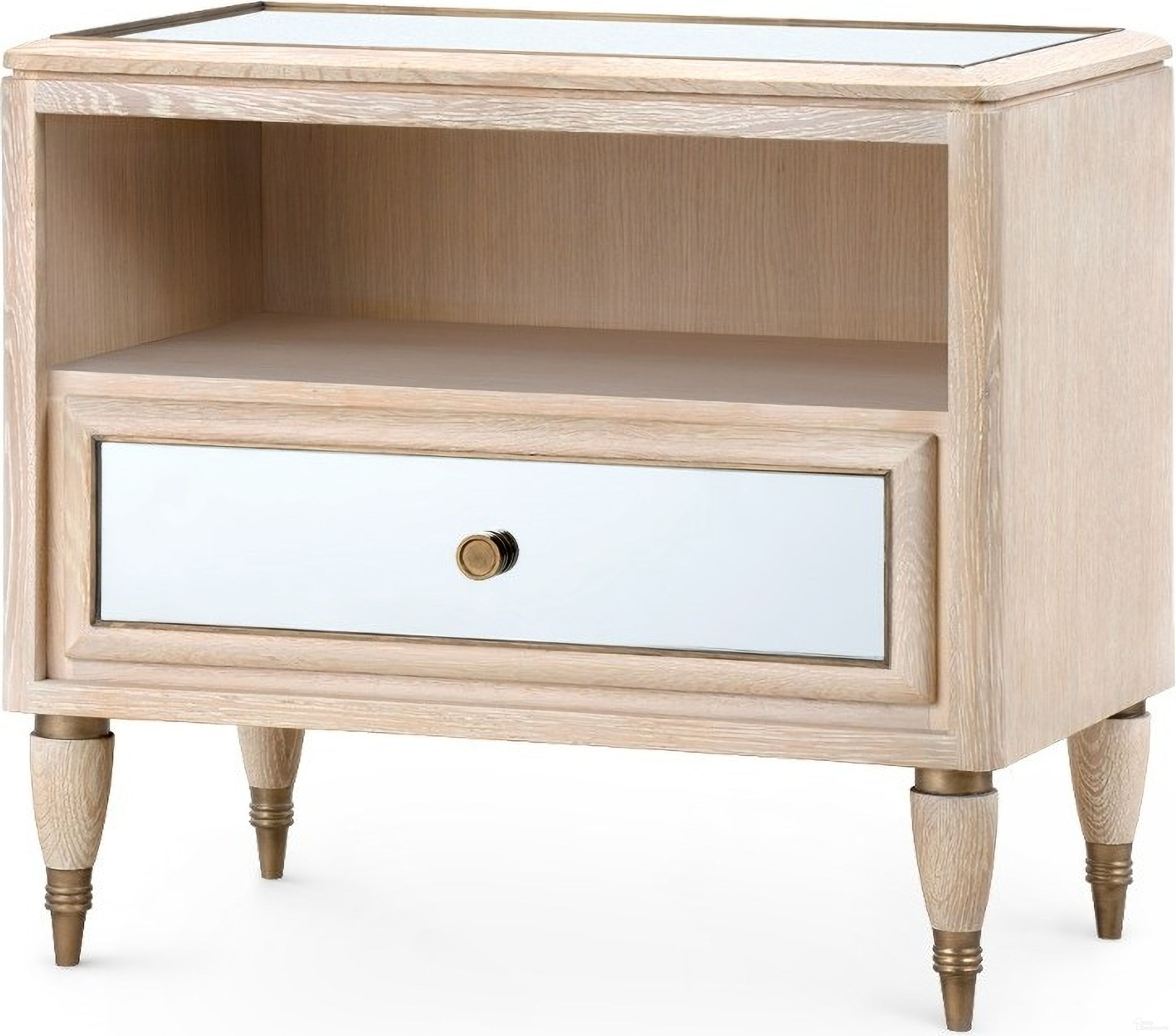 The appearance of Sofia 1-Drawer Side Table In Sand designed by Villa & House in the transitional interior design. This sand piece of furniture  was selected by 1StopBedrooms from Sofia Collection to add a touch of cosiness and style into your home. Sku: SOF-110-99. Material: Wood.