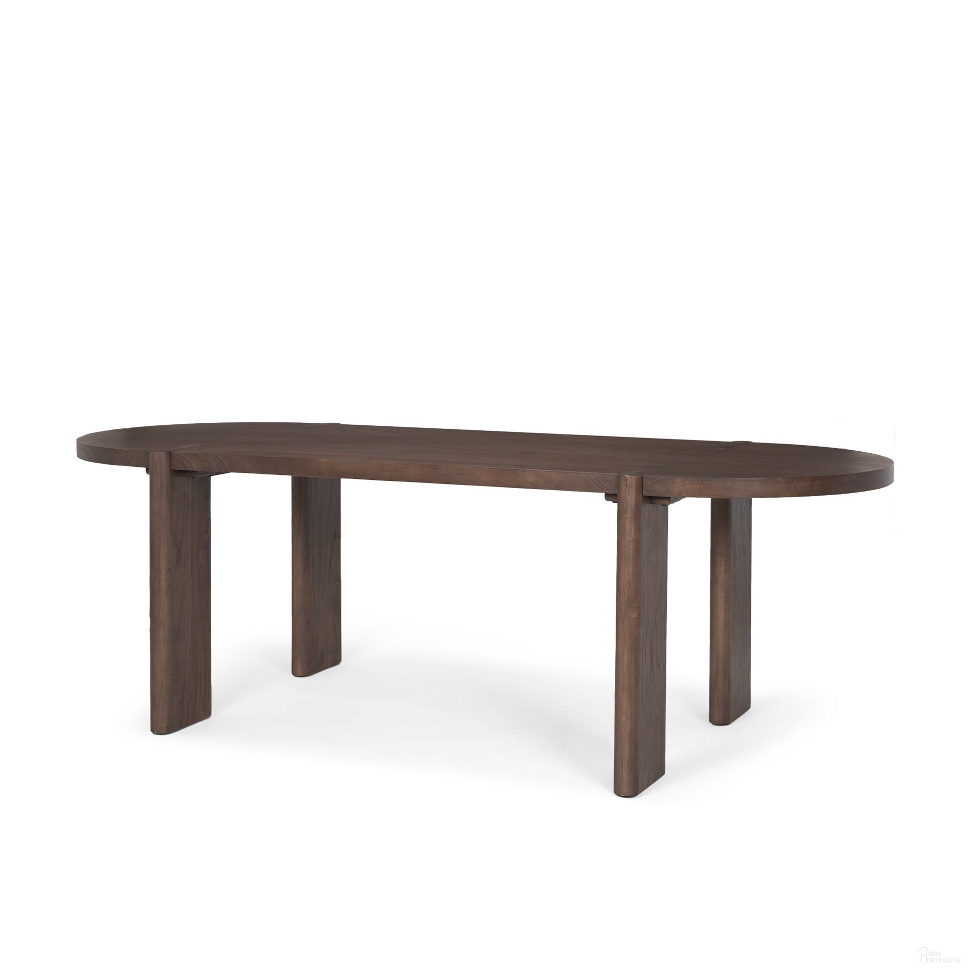 The appearance of Sohan Wood Oval Dining Table In Dark Elm designed by Mercana in the modern / contemporary interior design. This elm piece of furniture was selected by 1StopBedrooms from Sohan Collection to add a touch of cosiness and style into your home. Sku: 70853. Table Base Style: Legs. Table Top Shape: Oval. Material: Wood. Size: 72" x 36".