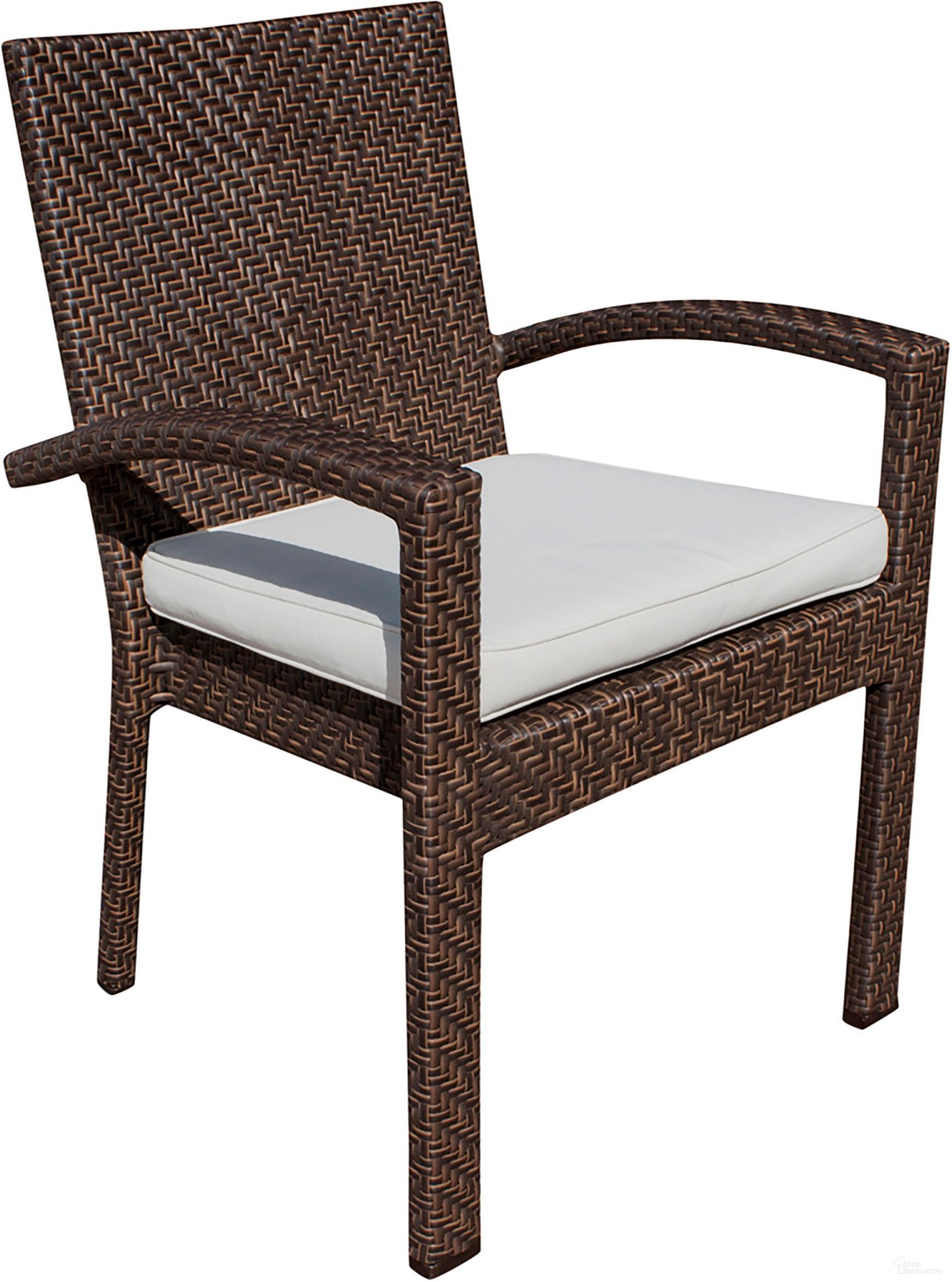 The appearance of Soho Stackable Armchair with Cushion In Brown designed by Pelican Reef in the modern / contemporary interior design. This brown piece of furniture  was selected by 1StopBedrooms from Soho Collection to add a touch of cosiness and style into your home. Sku: 903-3304-JBP-A-CUSH. Material: Aluminum.
