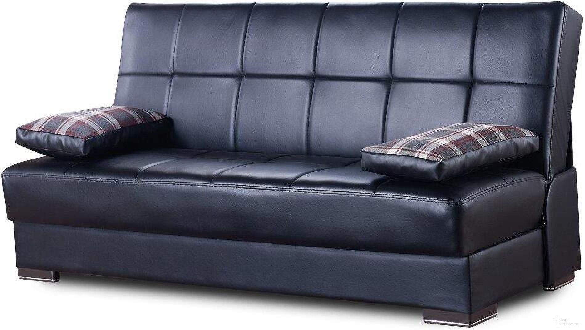 The appearance of Soho Upholstered Convertible Sofabed with Storage In Black SOHO-SB-BLK-PU designed by Casamode in the modern / contemporary interior design. This black piece of furniture was selected by 1StopBedrooms from Soho Collection to add a touch of cosiness and style into your home. Sku: SOHO-SB-BLK-PU. Material: Leather.