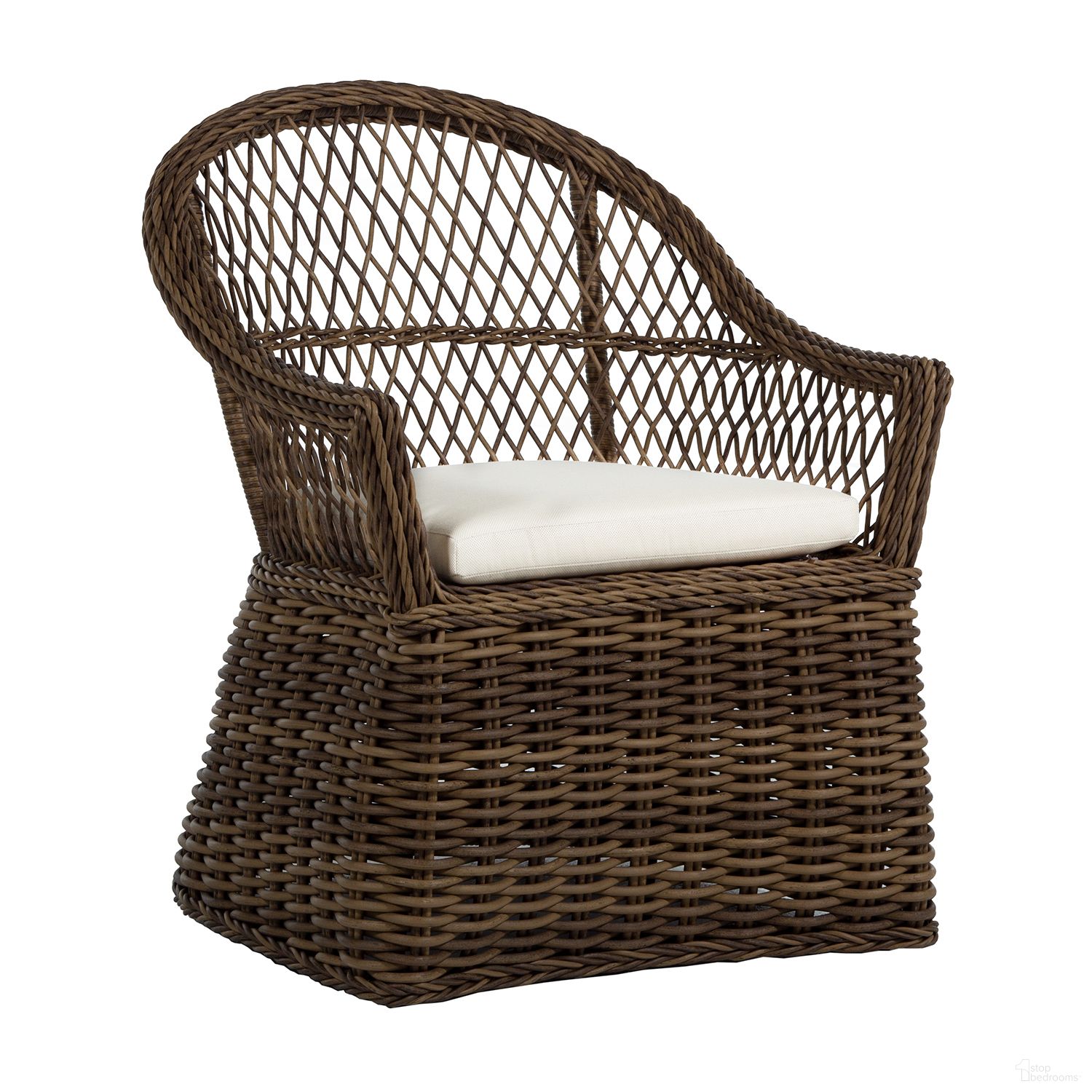 The appearance of Soho Woven Arm Chair In Avila Navy designed by Summer Classics in the transitional interior design. This avila navy piece of furniture was selected by 1StopBedrooms from Soho Collection to add a touch of cosiness and style into your home. Sku: 341083+C8184947N. Material: Wicker.