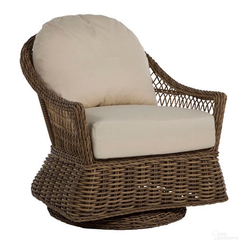 The appearance of Soho Woven Swivel Glider In Avila Navy designed by Summer Classics in the transitional interior design. This avila navy piece of furniture  was selected by 1StopBedrooms from Soho Collection to add a touch of cosiness and style into your home. Sku: 341483+C828P4947N. Material: Wicker.