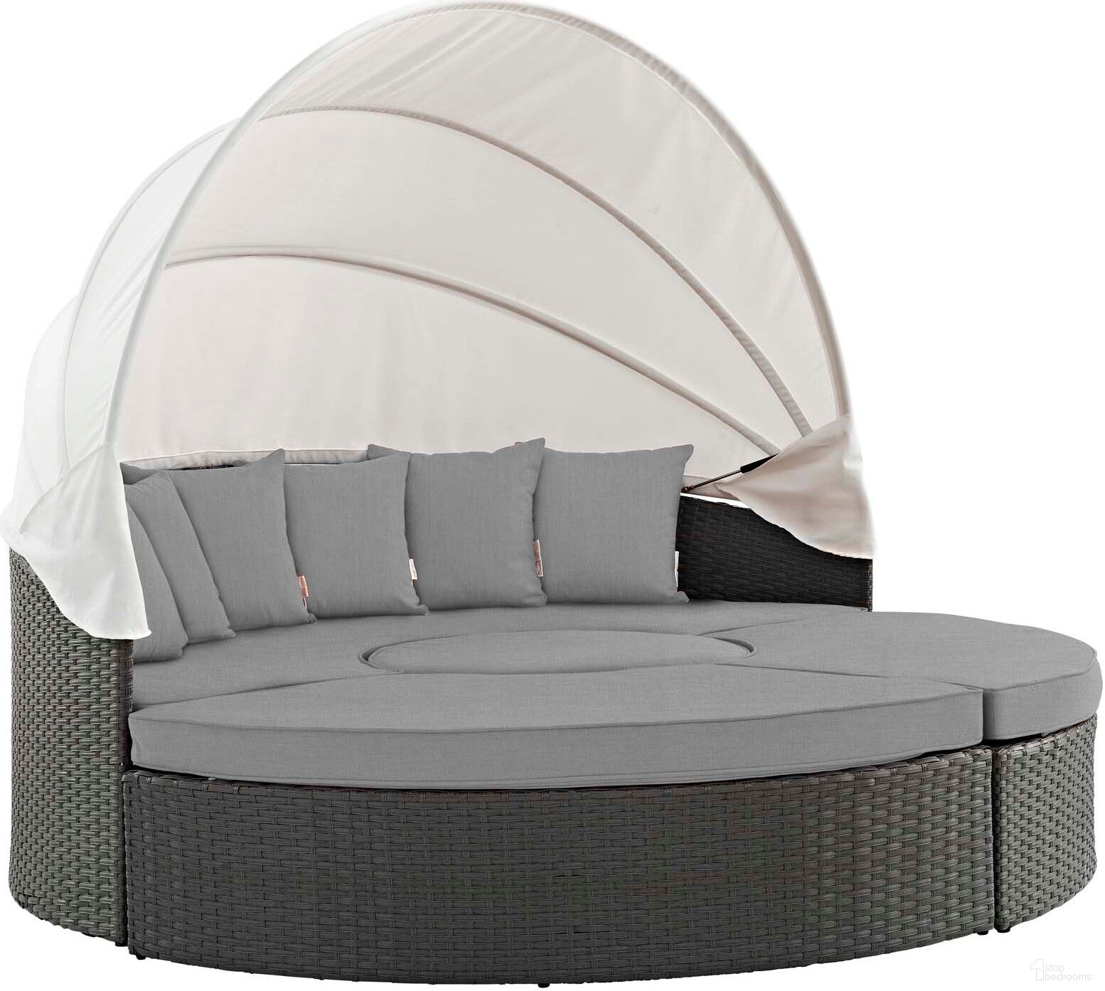 Sojourn Canvas Gray Outdoor Patio Sunbrella Daybed EEI-1986-CHC-GRY