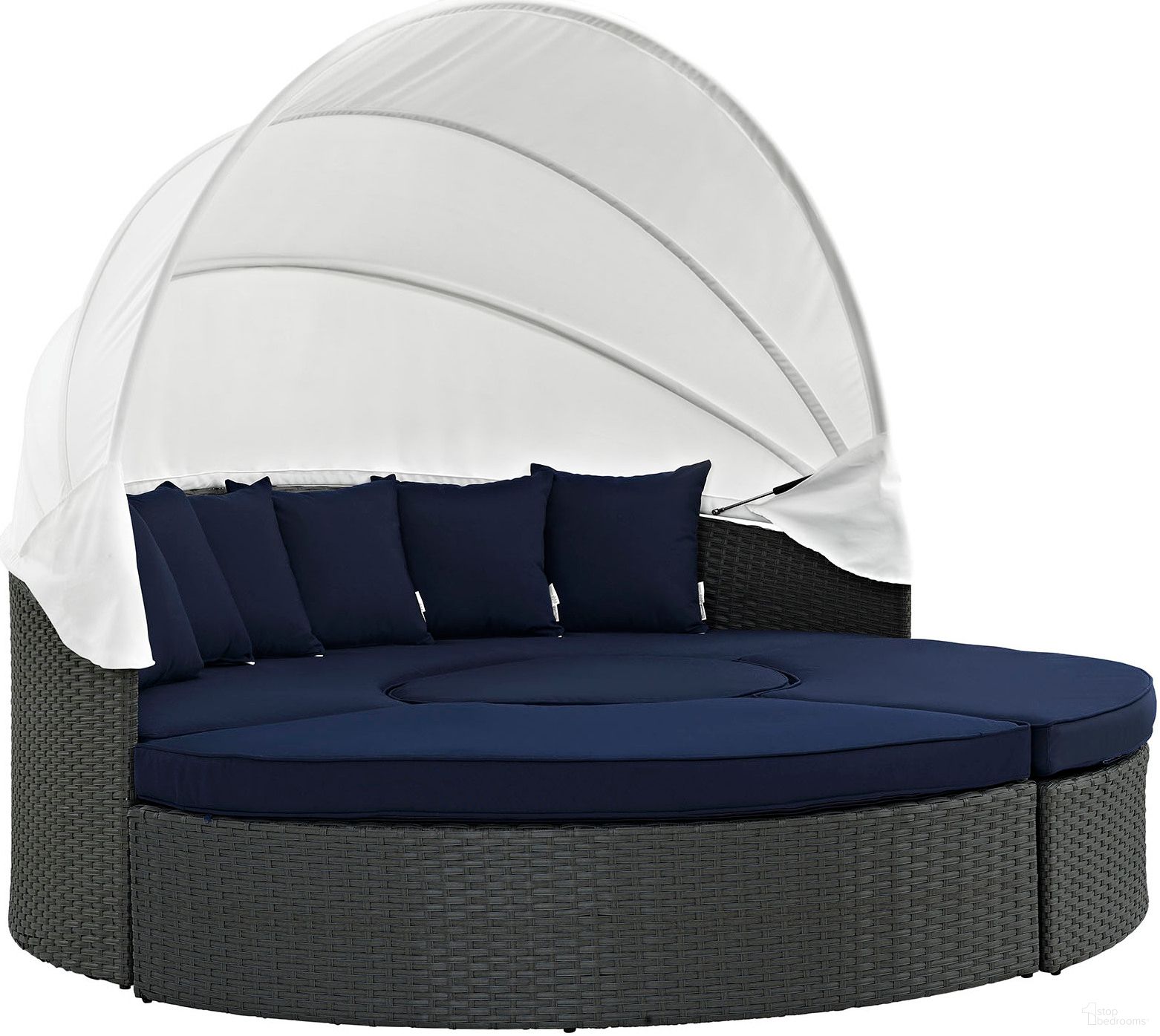 The appearance of Sojourn Canvas Navy Outdoor Patio Sunbrella Daybed EEI-1986-CHC-NAV-SET designed by Modway in the modern / contemporary interior design. This canvas navy piece of furniture was selected by 1StopBedrooms from Sojourn Collection to add a touch of cosiness and style into your home. Sku: EEI-1986-CHC-NAV-SET. Material: Polyester.